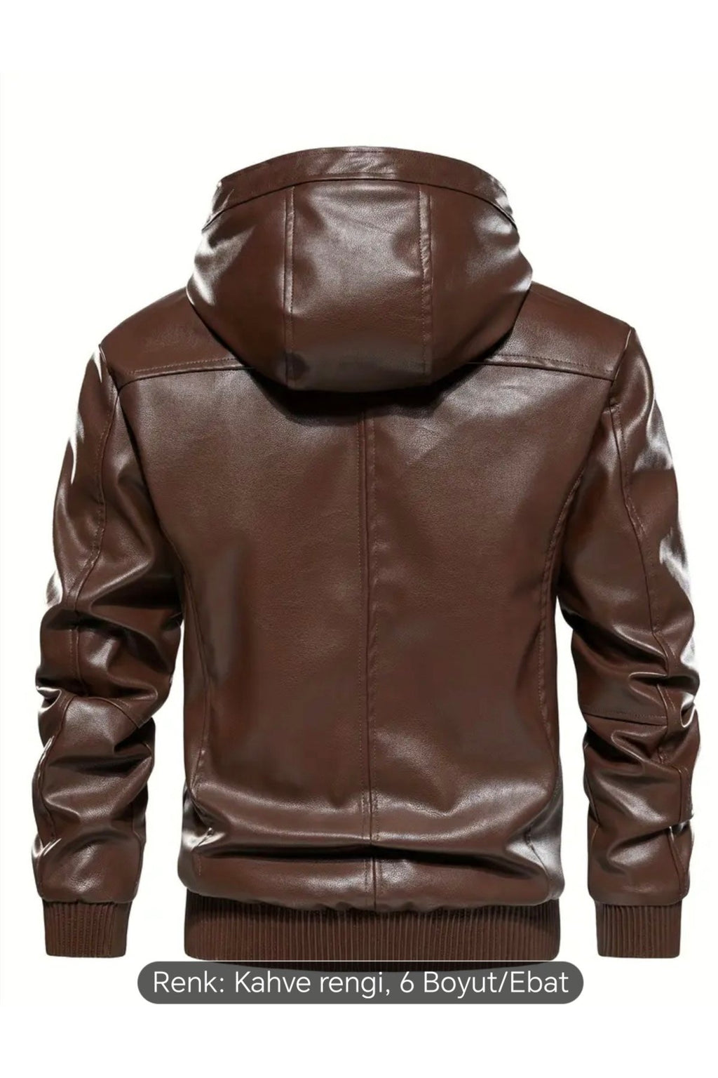 İç Kısmı Tüylü Hakiki Deri Kapüşonlu Mont