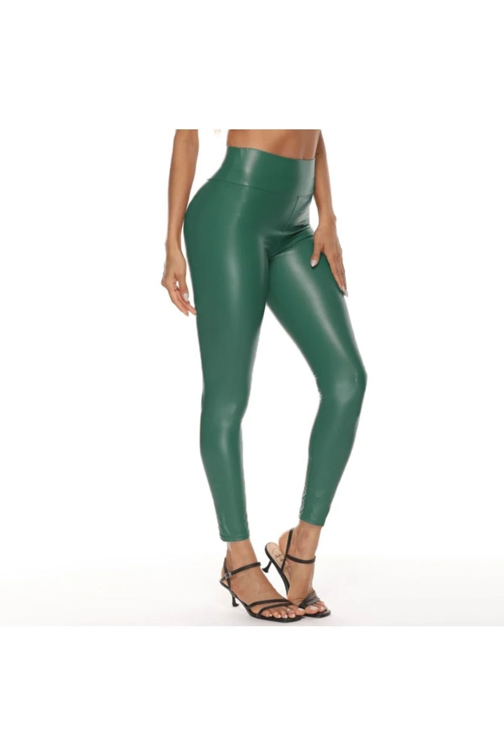 Deri suni deri yüksek bel tayt