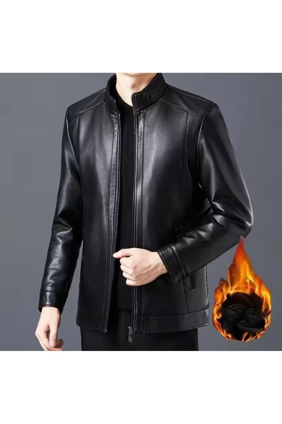 Tüylü Hakiki Deri Ceket Erkek Dar Kesim