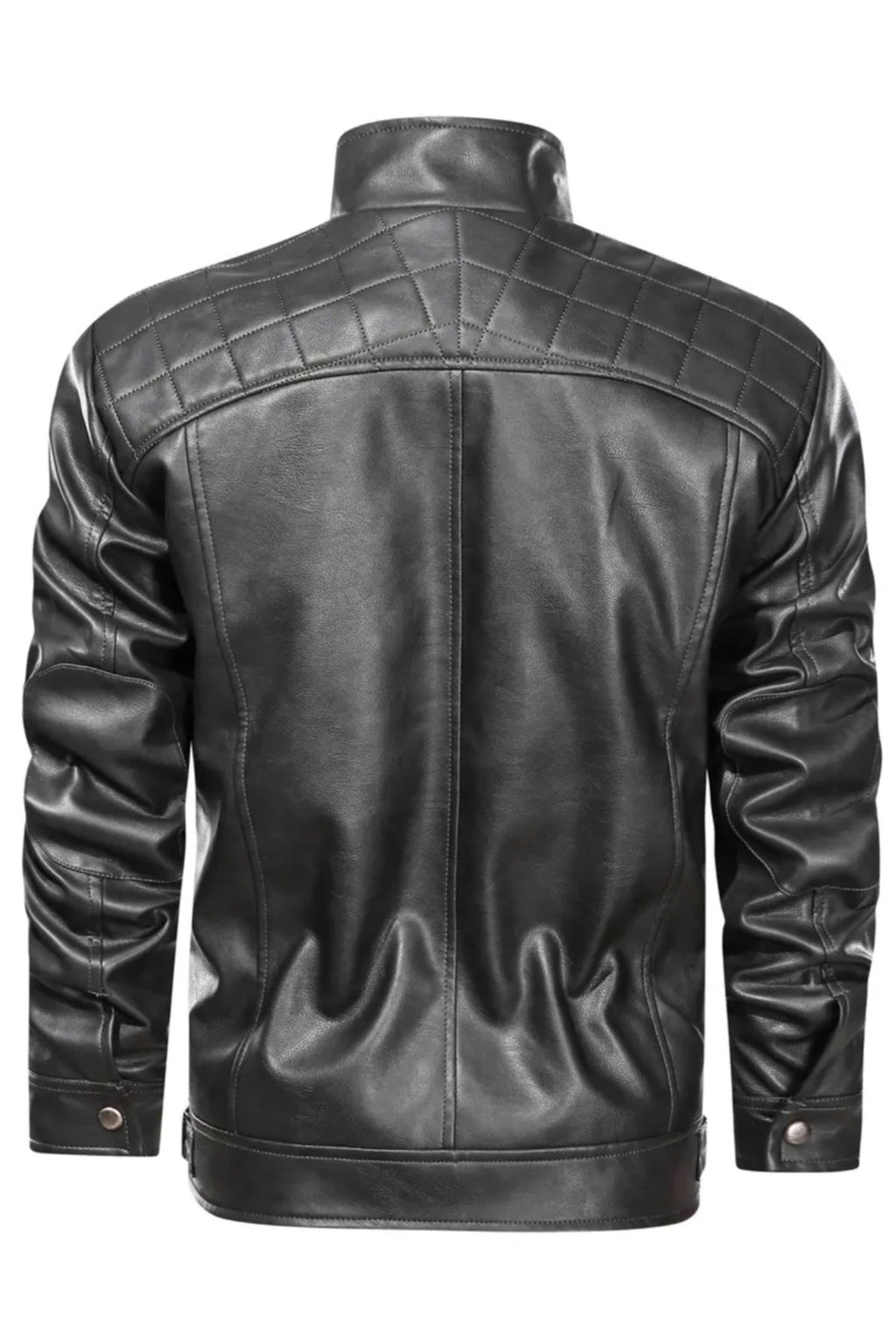 Omuzları Kapitone Dikiş Detaylı Hakim Yaka Hakiki Deri Mont