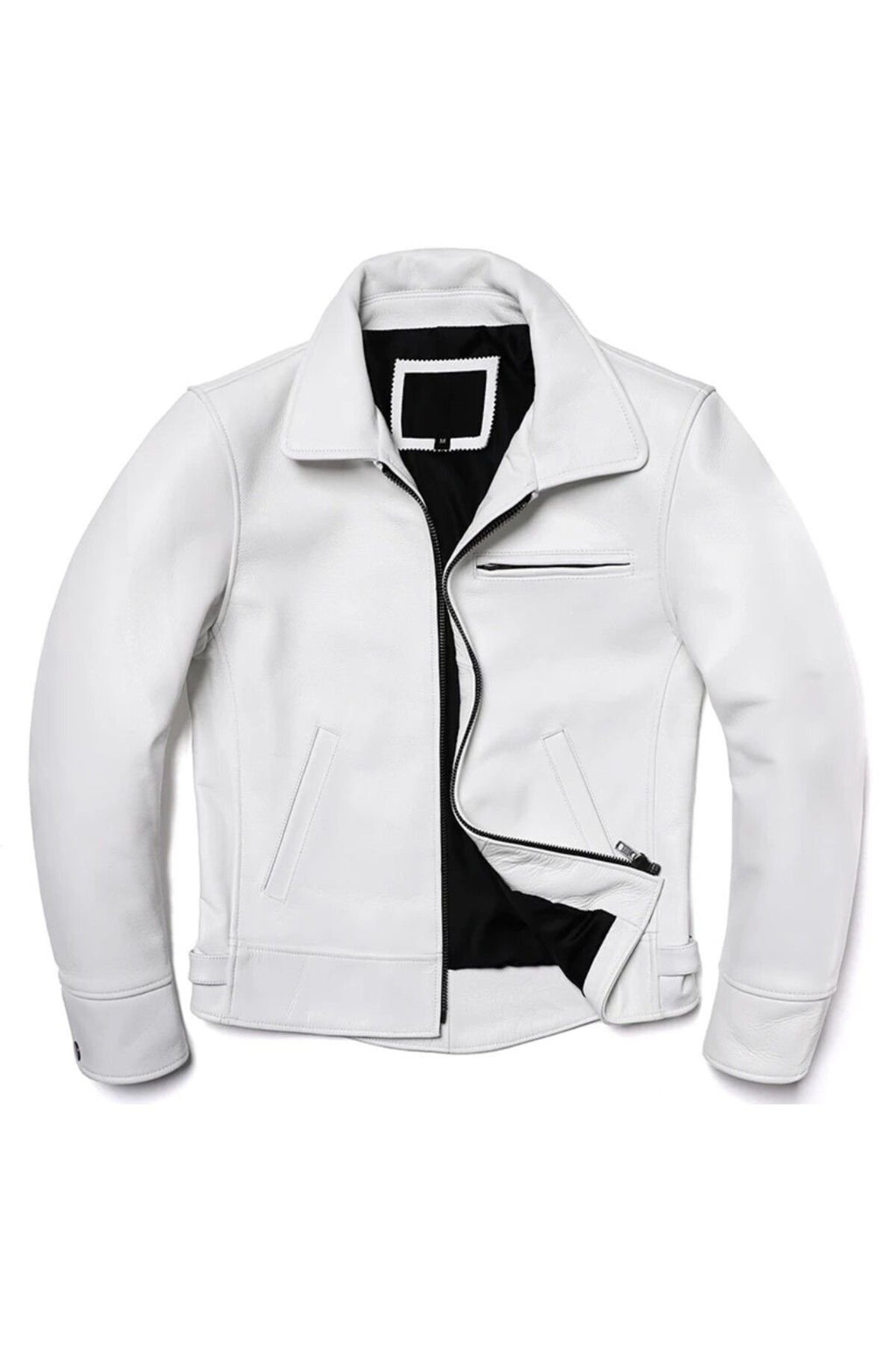 Beyaz hakiki deri mont