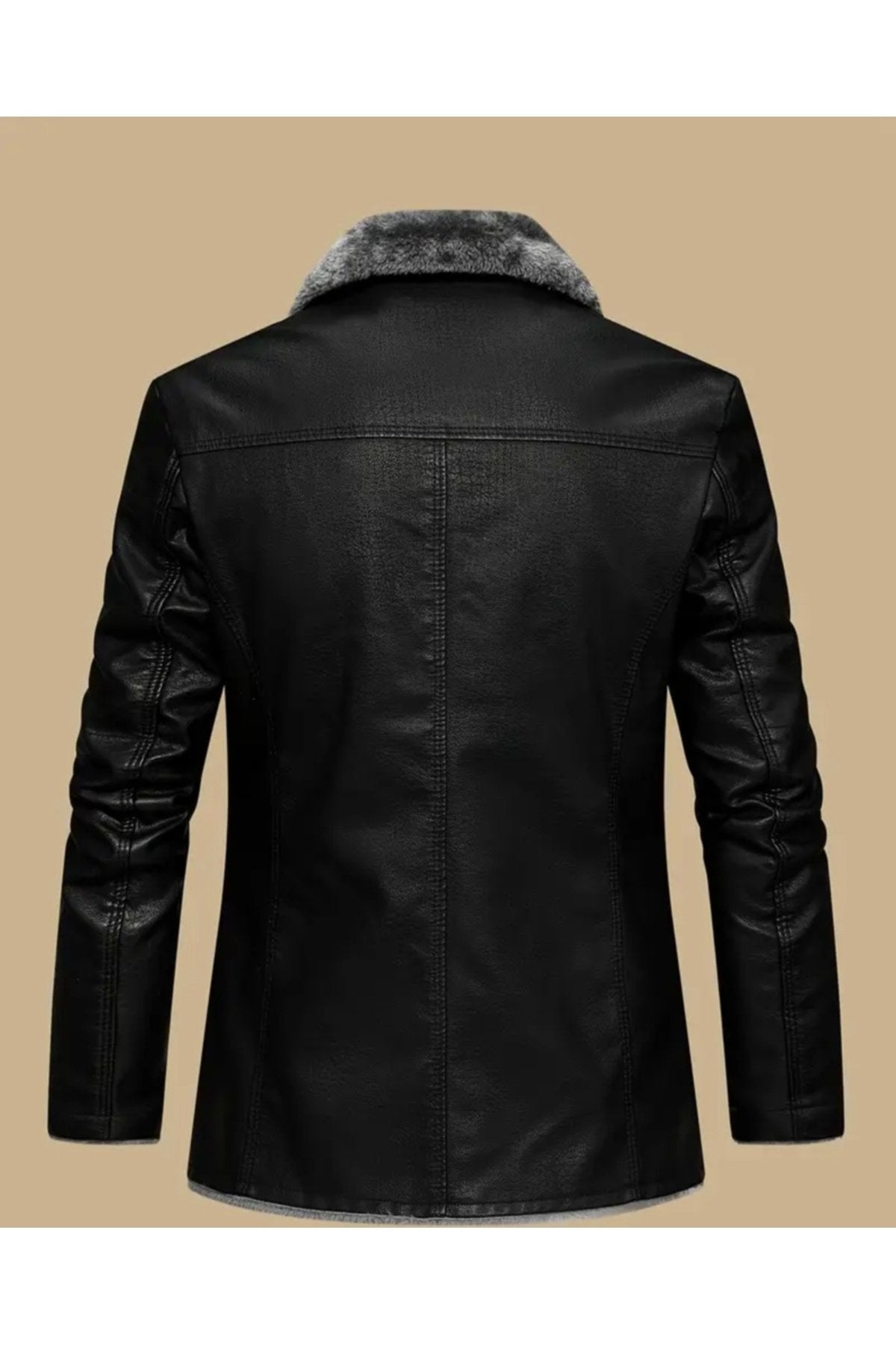 Kısa Hakiki Koyun Derisi İçi ve Yakası Kürklü ve Mont Kaban