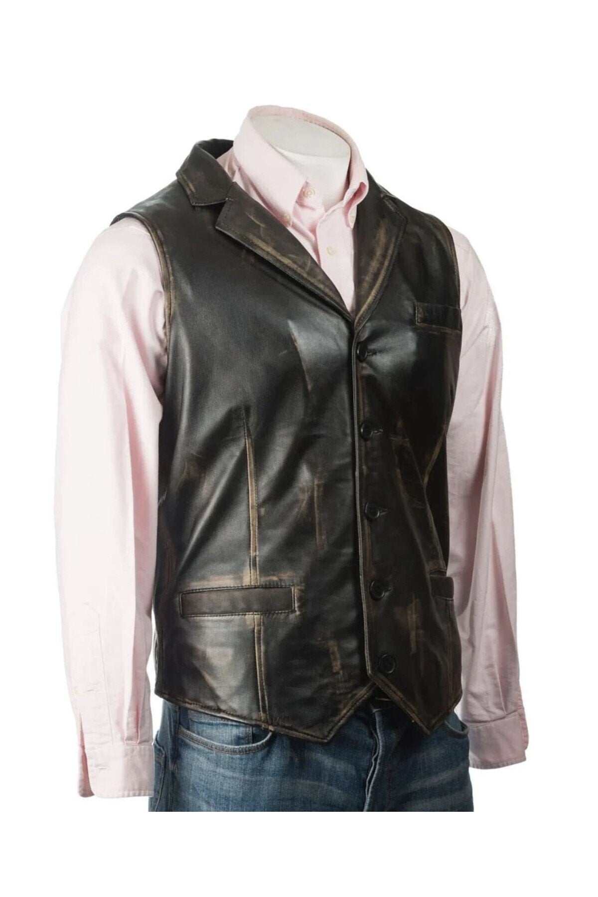 Prof Model Eskitme Yakalı Yelek Hakiki Kuzu Derisi Ayarlanabilir Arka Toka