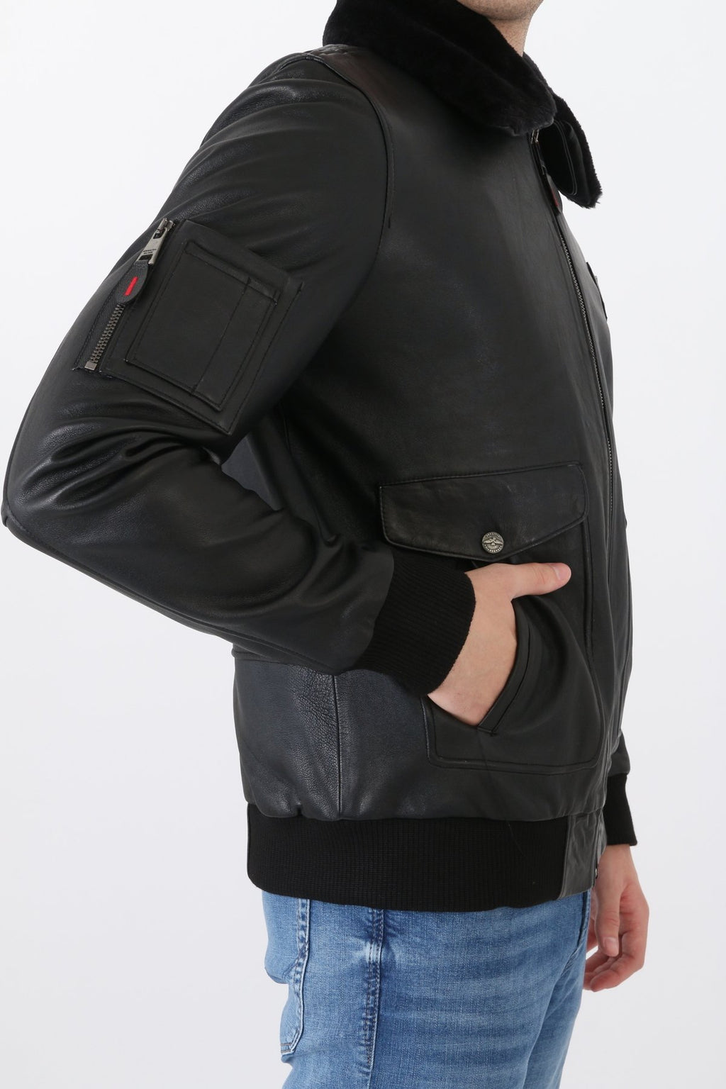 Pilot mont hakiki deri erkek siyah renk