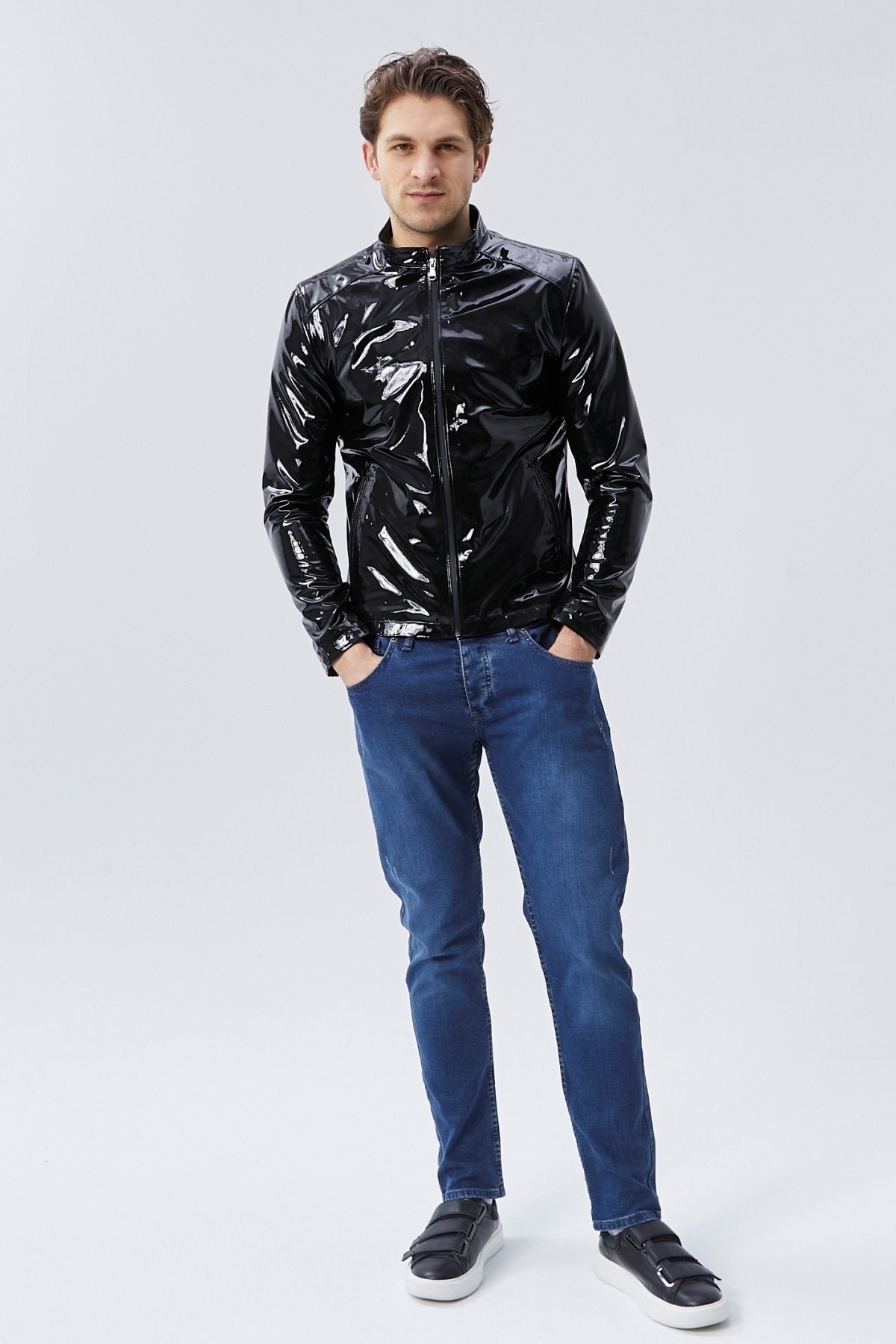 Rugan deri ceket tarzı yağmurluk