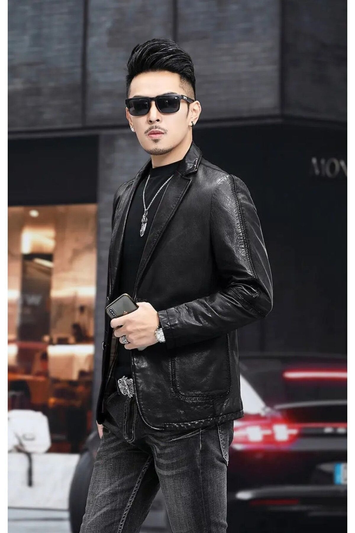 Hakiki deri slim fit erkek ceket