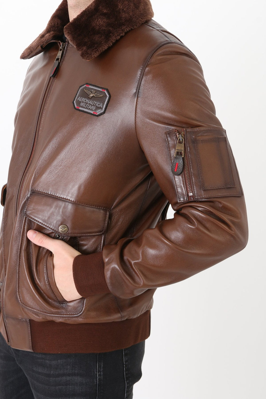 Pilot mont hakiki deri erkek kahve renk