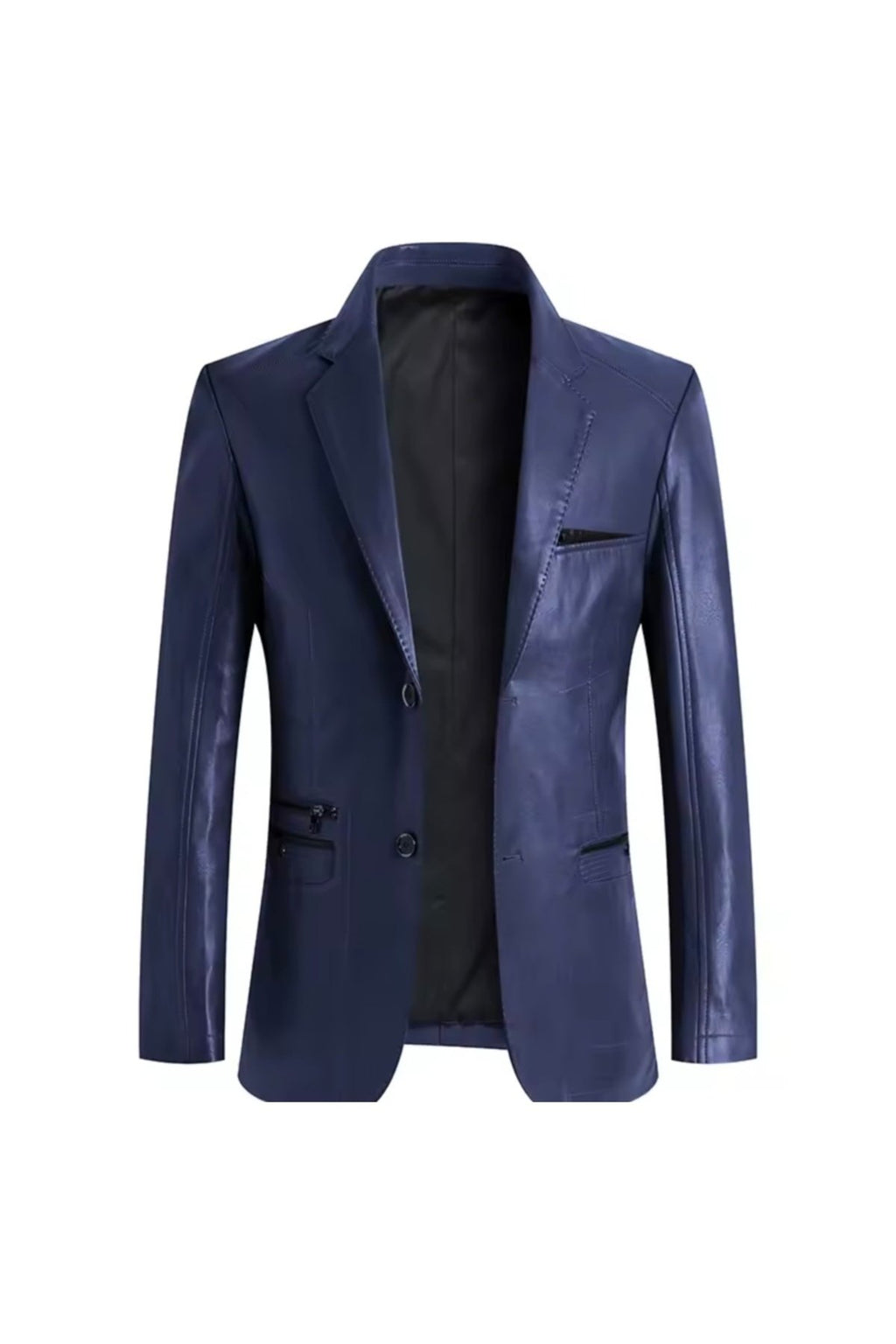 Modern Yeni Nesil Blazer Ceket Hakiki Kuzu Derisi Fermuar Cep Detaylı