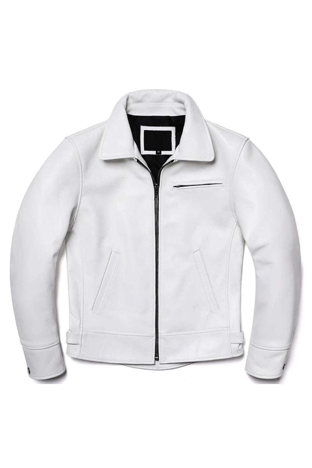 Beyaz hakiki deri mont