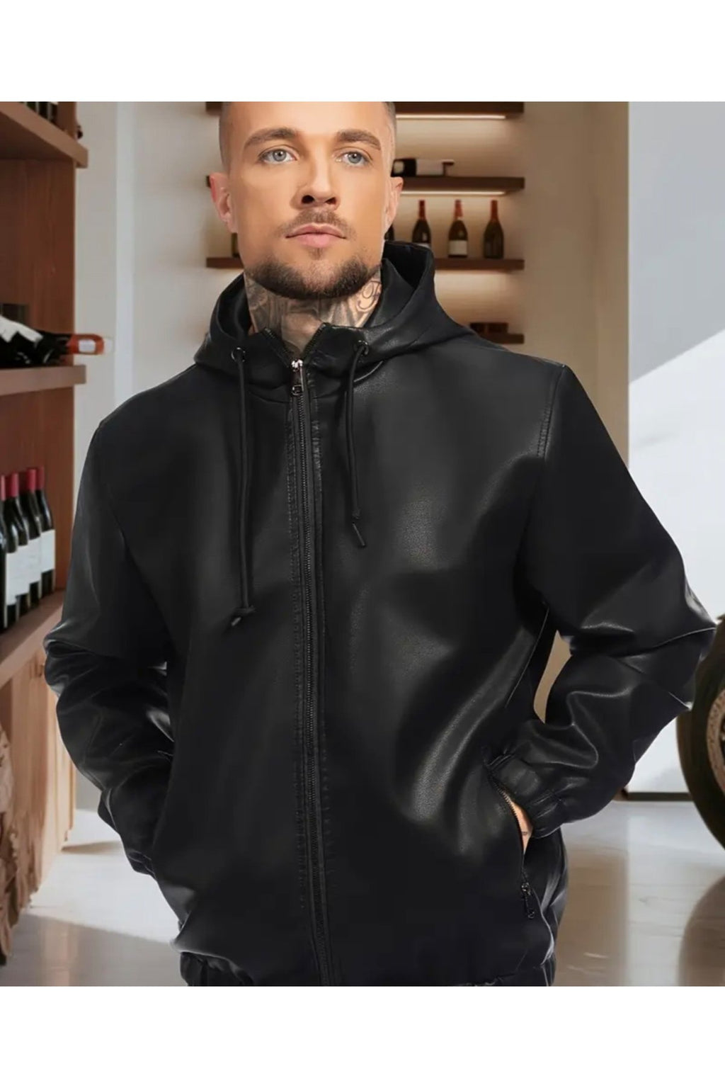 Kapüşon Yakalı Beli,bilekleri Lastikli Hakiki Kuzu Derisi Pilot mont