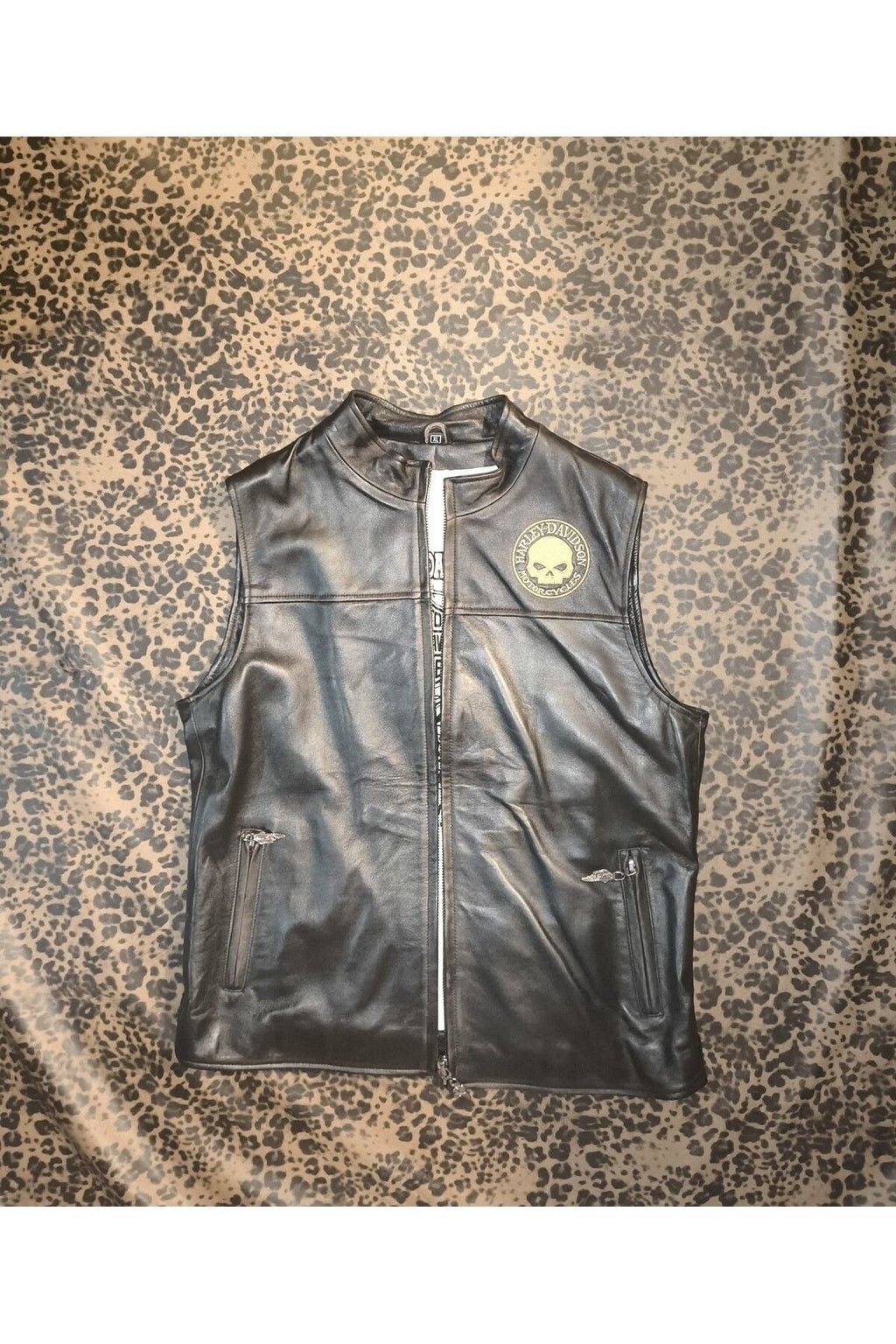 Hakiki deri Erkek yelek regular-fit motorcu tarzı eskitme