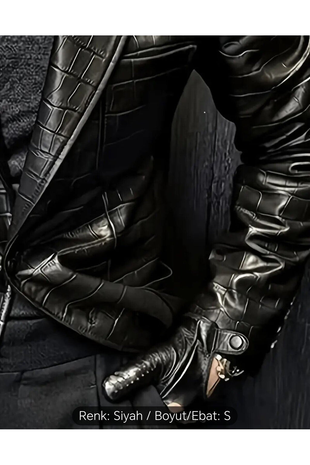 Timsah Deri Baskılı Hakiki kuzu derisi klasik ceket