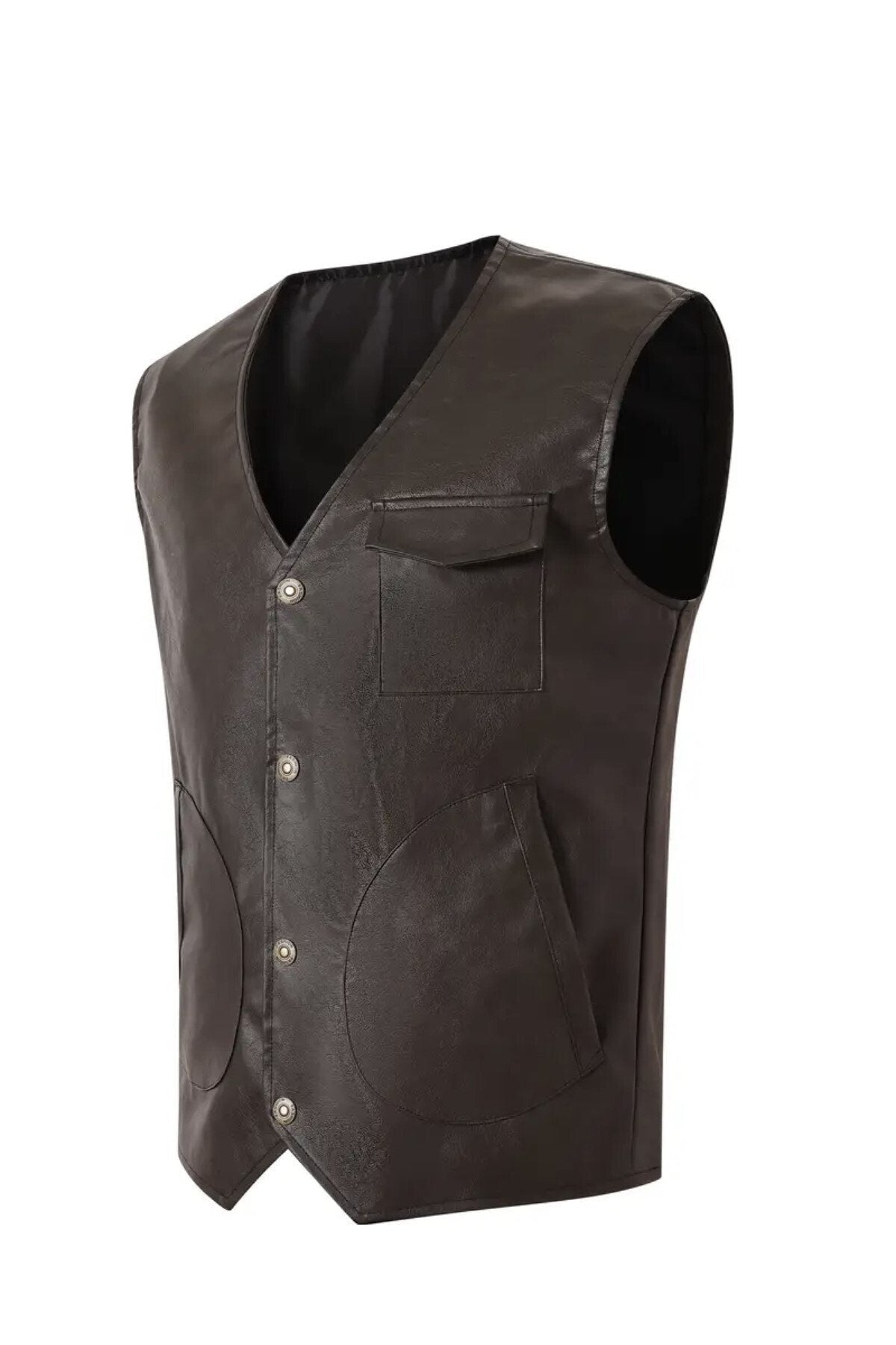 Zik Çıt Çıt Kapamalı Hakiki Deri Yelek