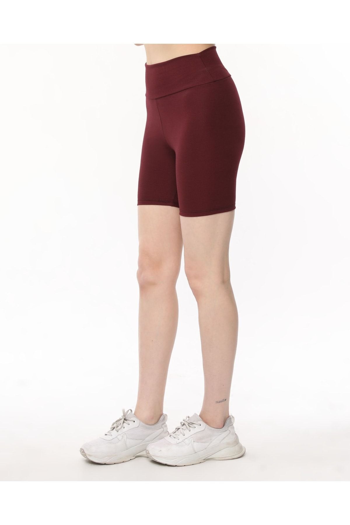 Interlok Streç Tayt Şort Yüksel Bel