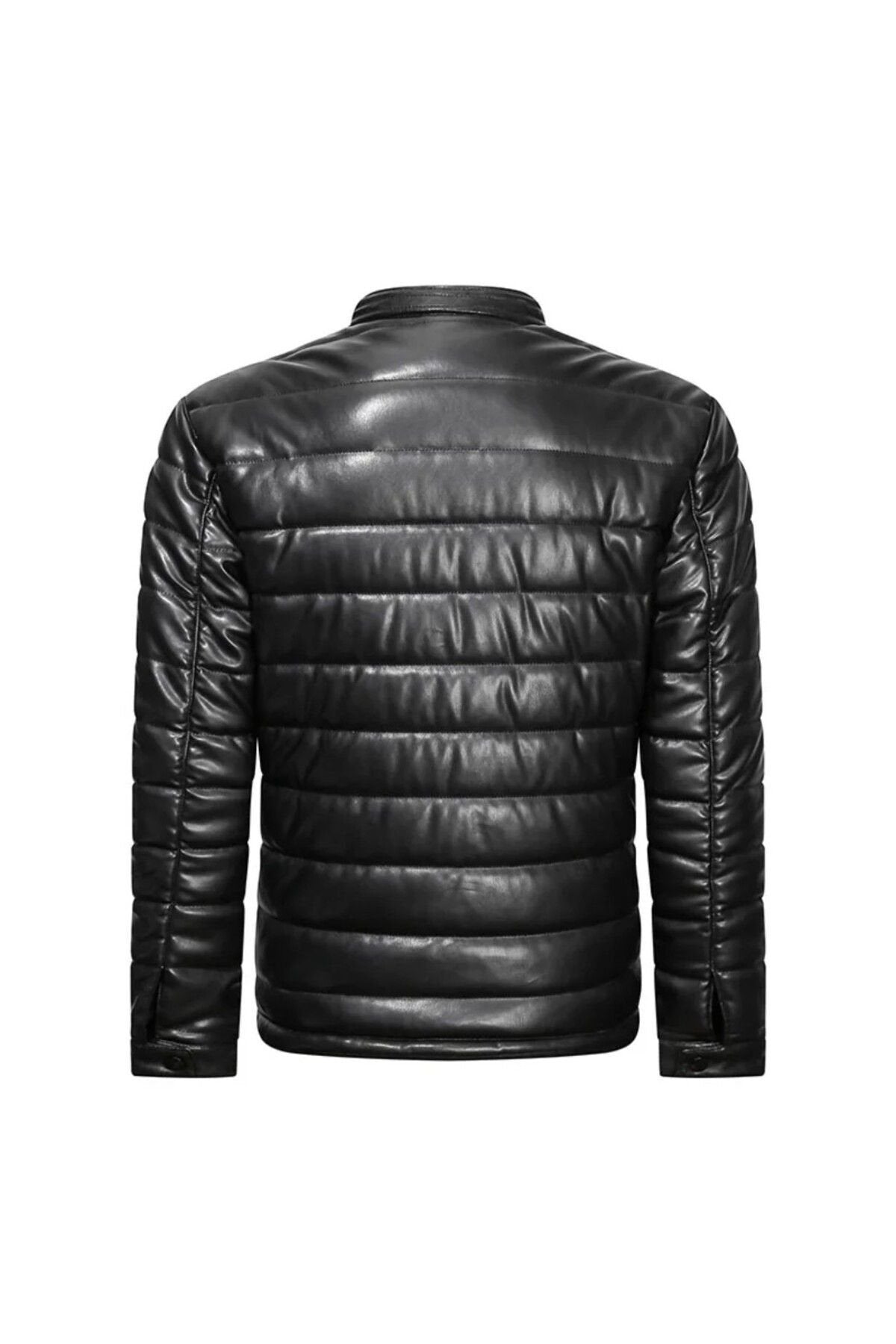 Düz şişme mont Hakiki kuzu derisi