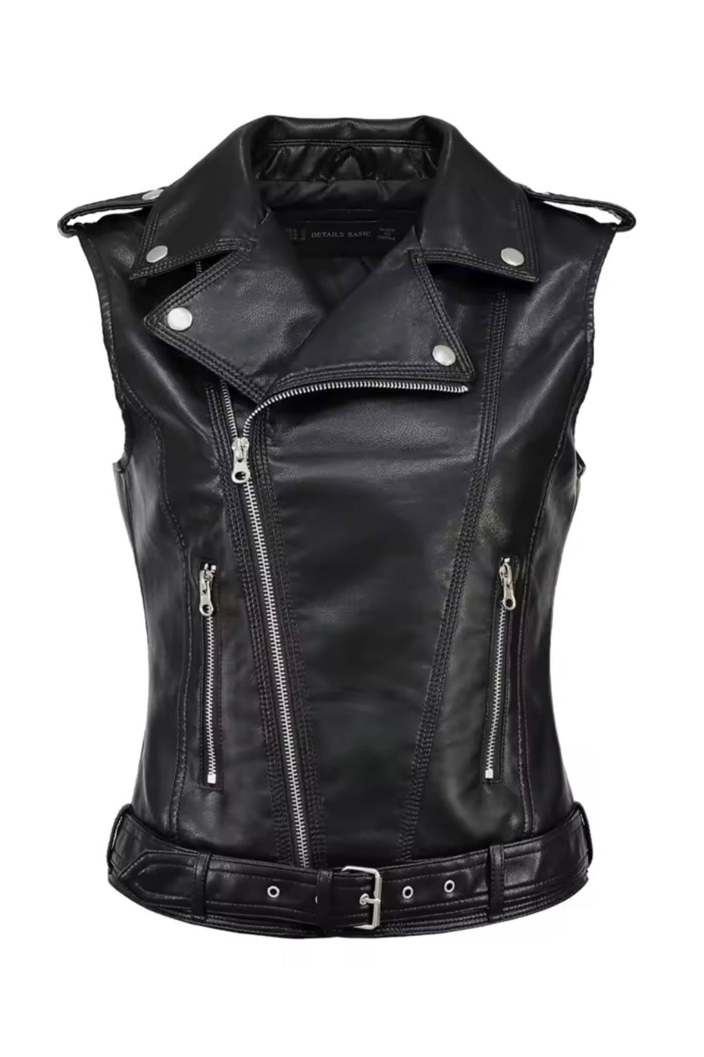 Hakiki kuzu derisi Kadın Motorcu Tarzı Biker Yelek