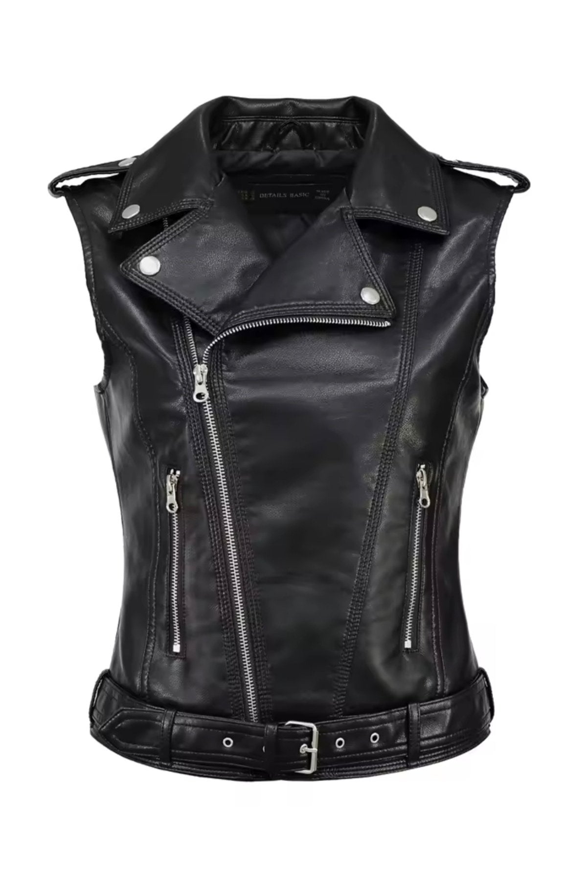Hakiki kuzu derisi Kadın Motorcu Tarzı Biker Yelek