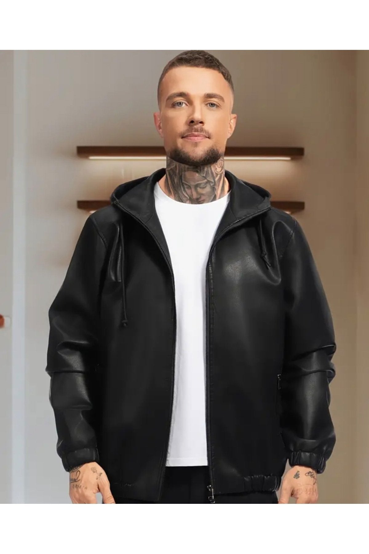 Kapüşon Yakalı Beli,bilekleri Lastikli Hakiki Kuzu Derisi Pilot mont