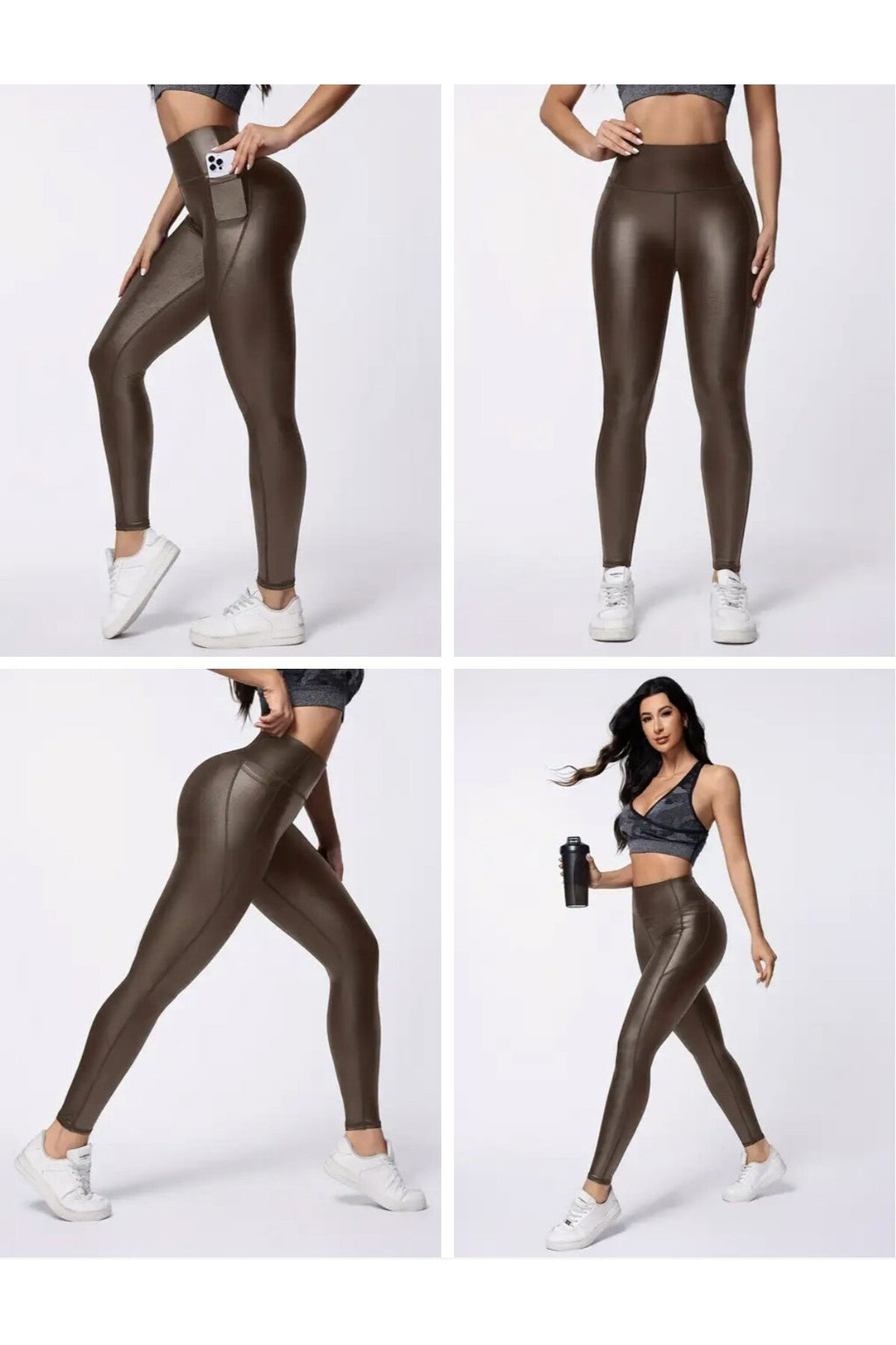 Trekking Spor Deri Tayt Yüksek Bel ve Cepli