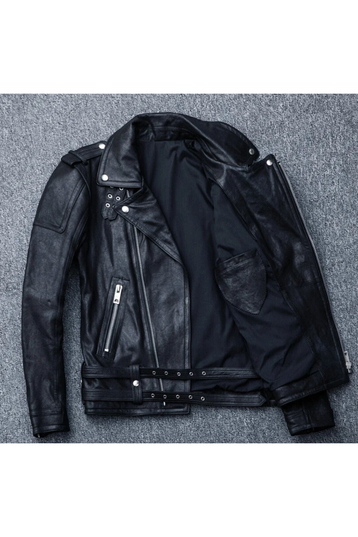 Hakiki deri motosiklet Biker mont