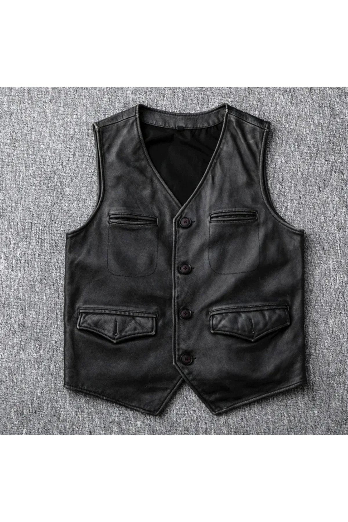Hakiki kuzu derisi kapaklı yelek