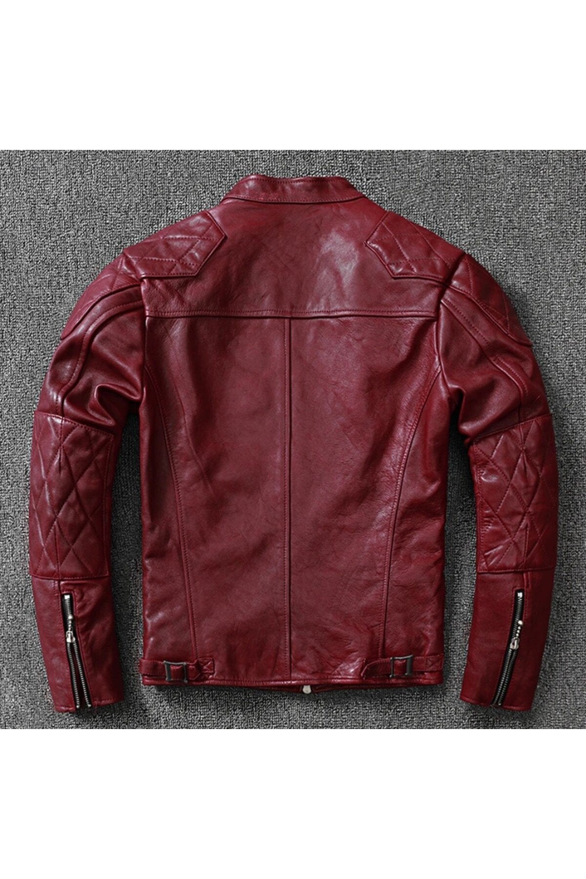 Vintage motosiklet şarap kırmızı renk hakiki deri mont