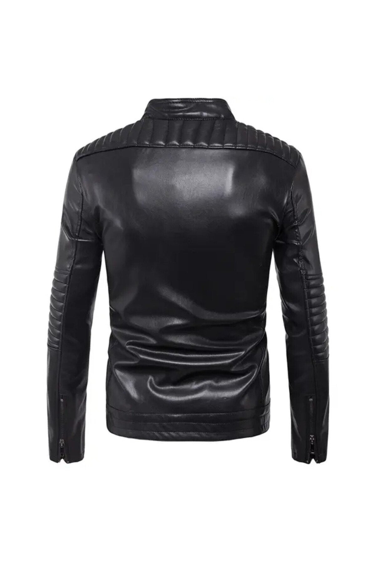 Hakiki Kuzu derisi Dirsekleri şişme tarzı mont siyah renk