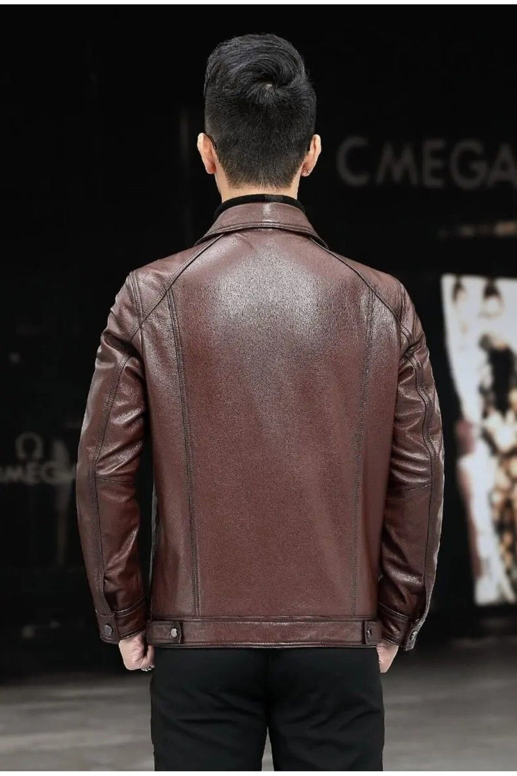 Hakiki deri ceket tarzı mont gömlek yaka