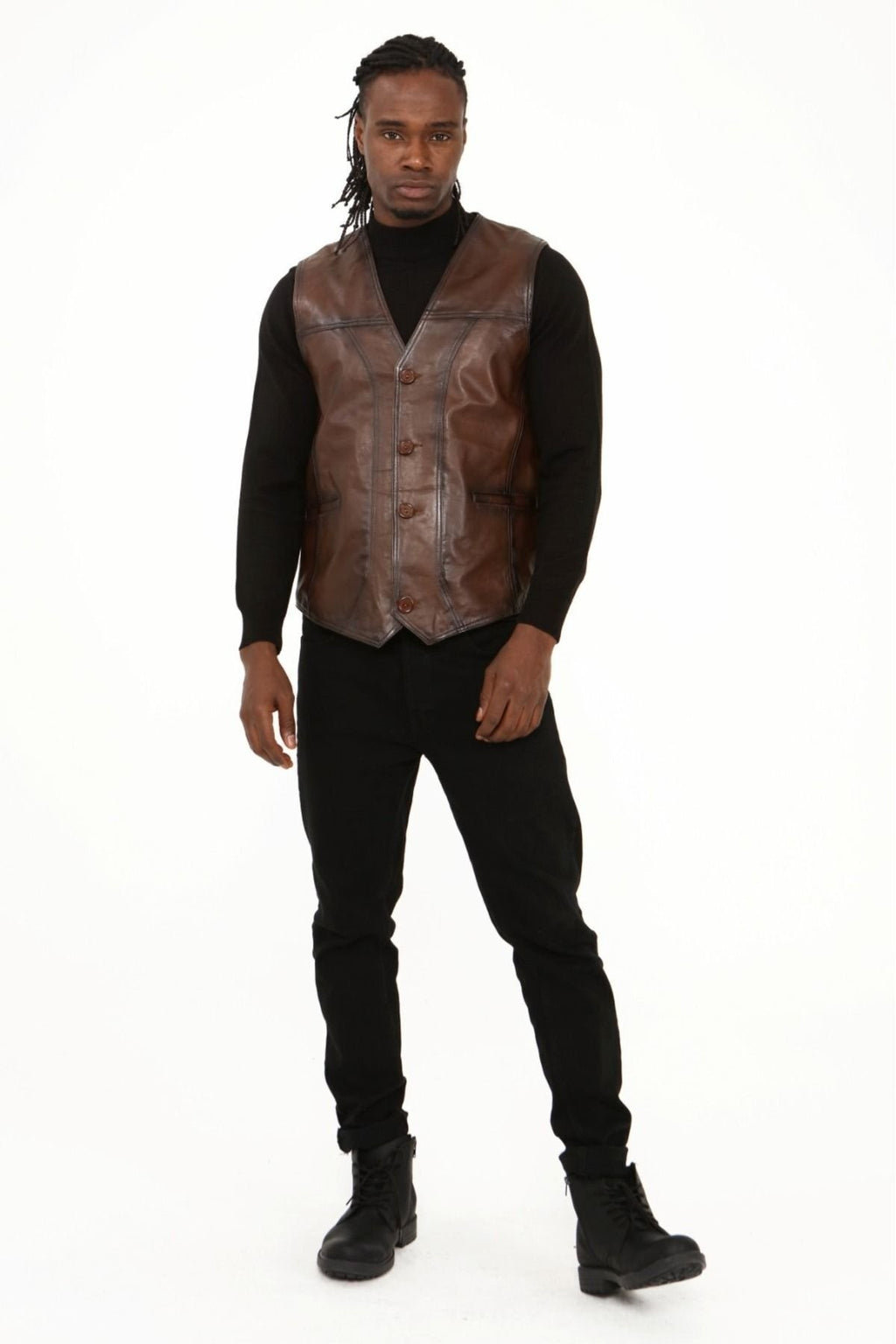 Klasik hakiki kuzu derisi yelek rahat kesim