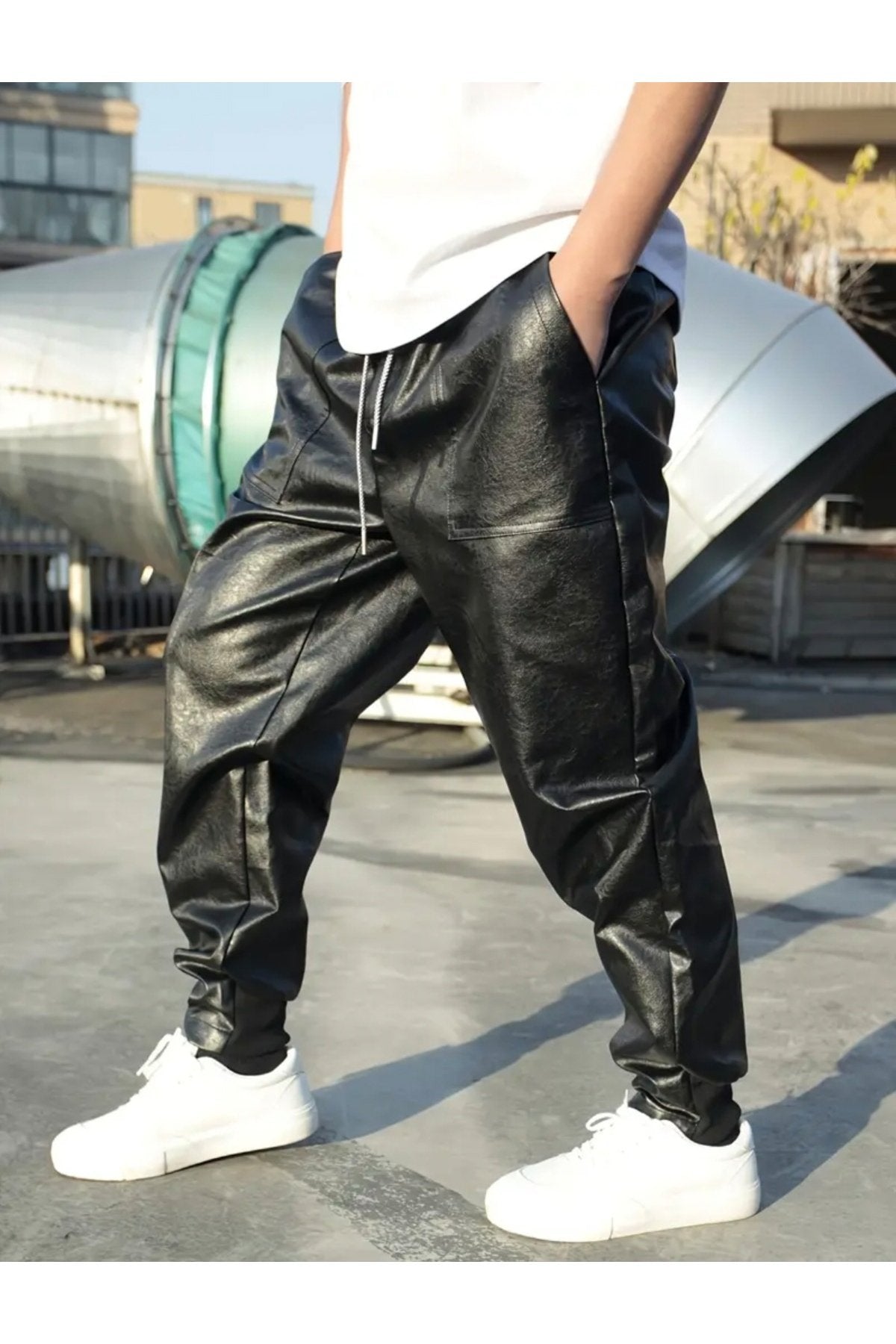 Suni Deri Pantolon Rahat Kesim