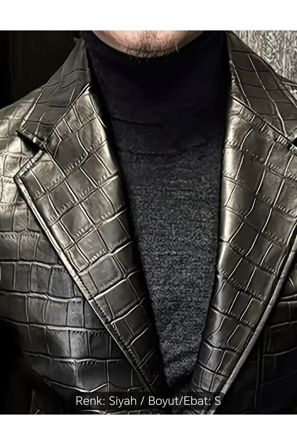 Timsah Deri Baskılı Hakiki kuzu derisi klasik ceket