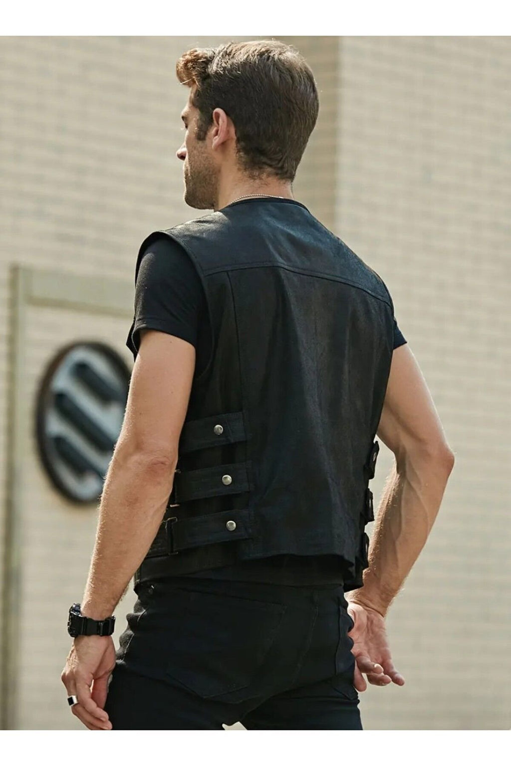 Hakiki Zik Deri Motorcu Yelek