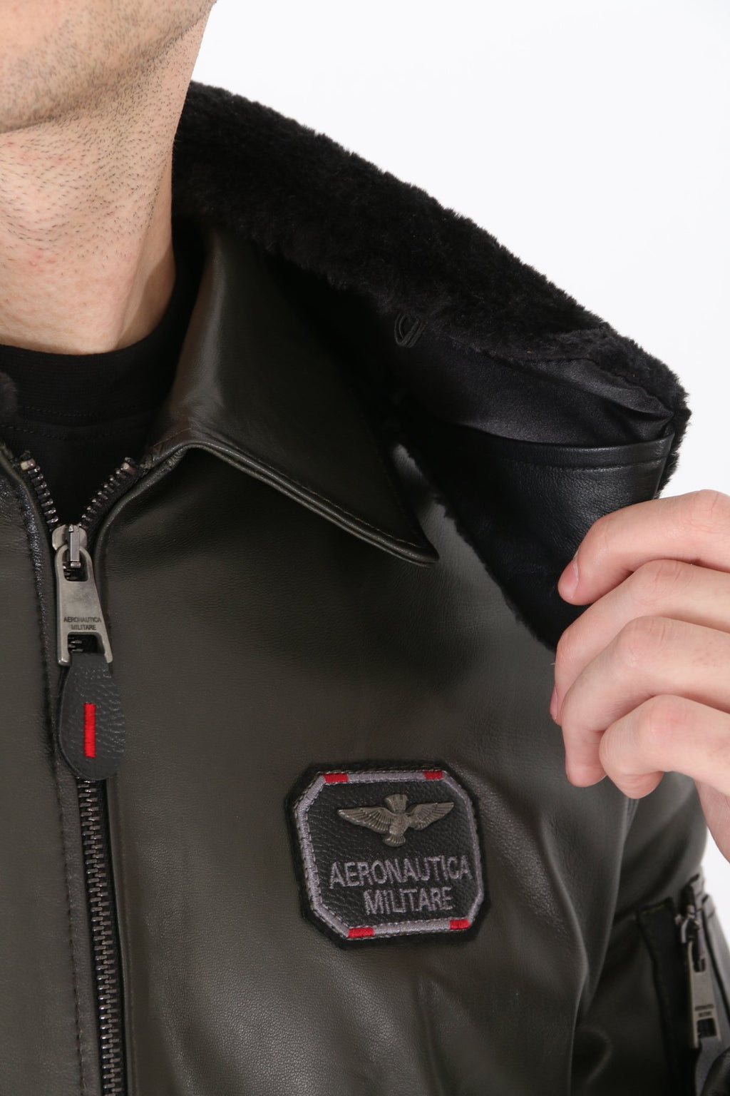 Pilot mont hakiki deri erkek yeşil renk