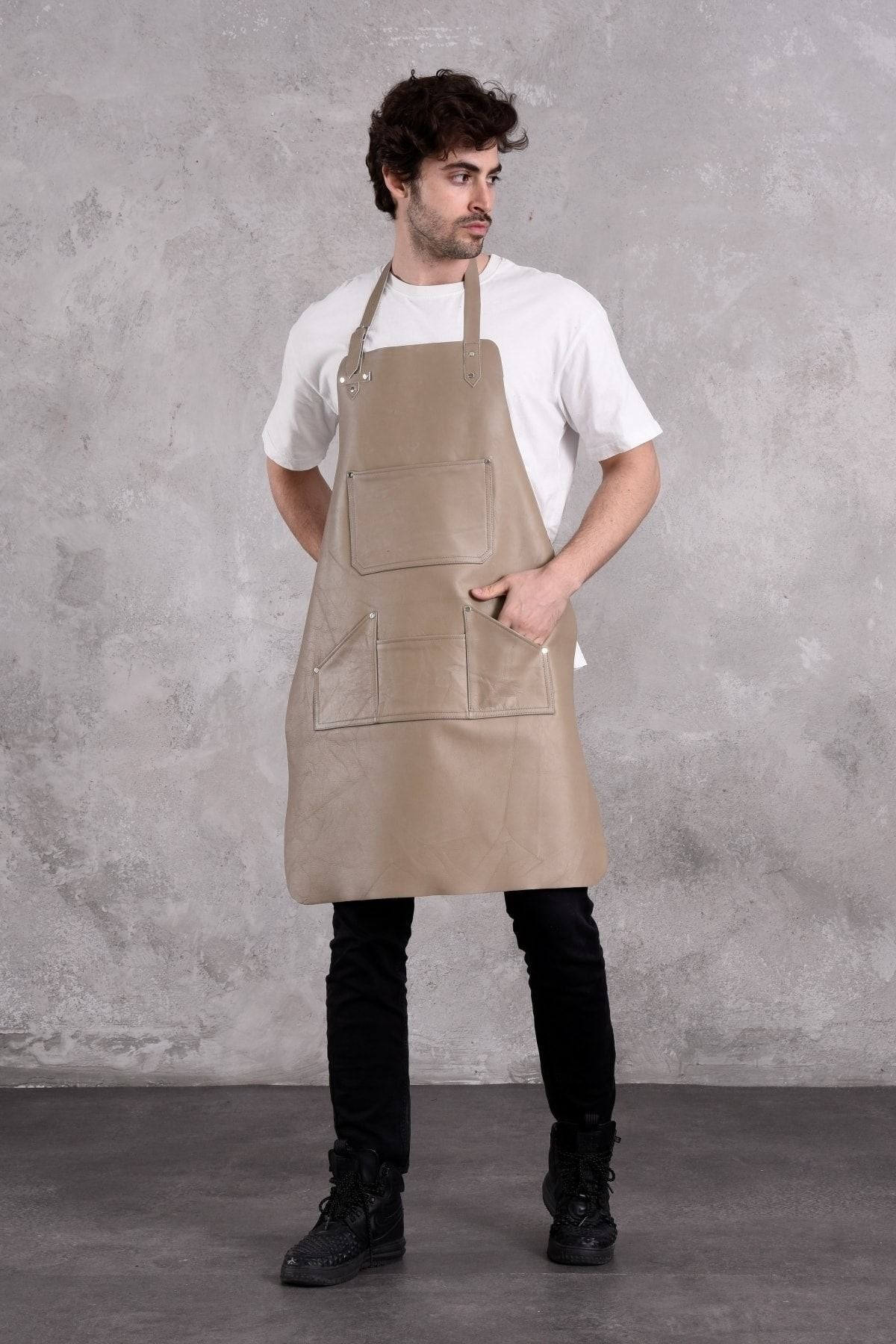Dana Derisi Önlük Gri Renk Erkek