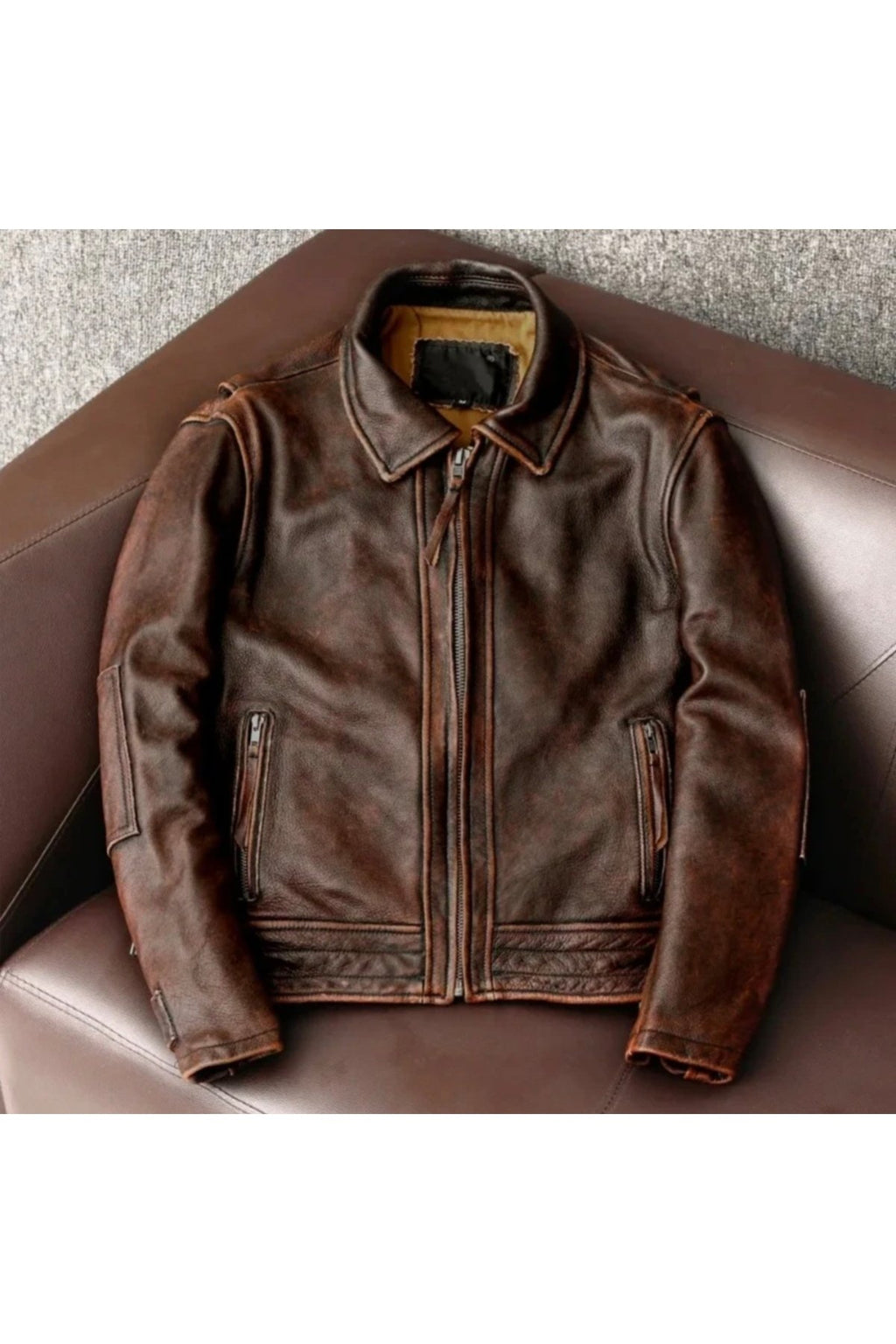 Eskitme Silme Hakiki Koyun Derisi Ceket Tarzı Mont