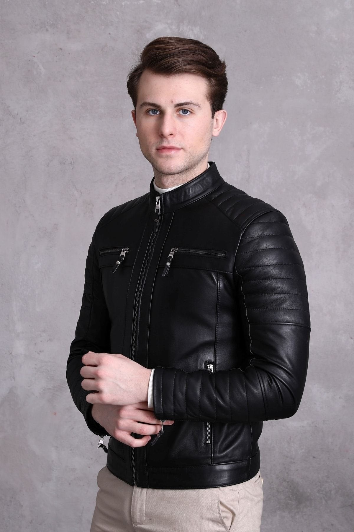 Motorcu Tarzı Mont Spor Kesim Siyah Renk