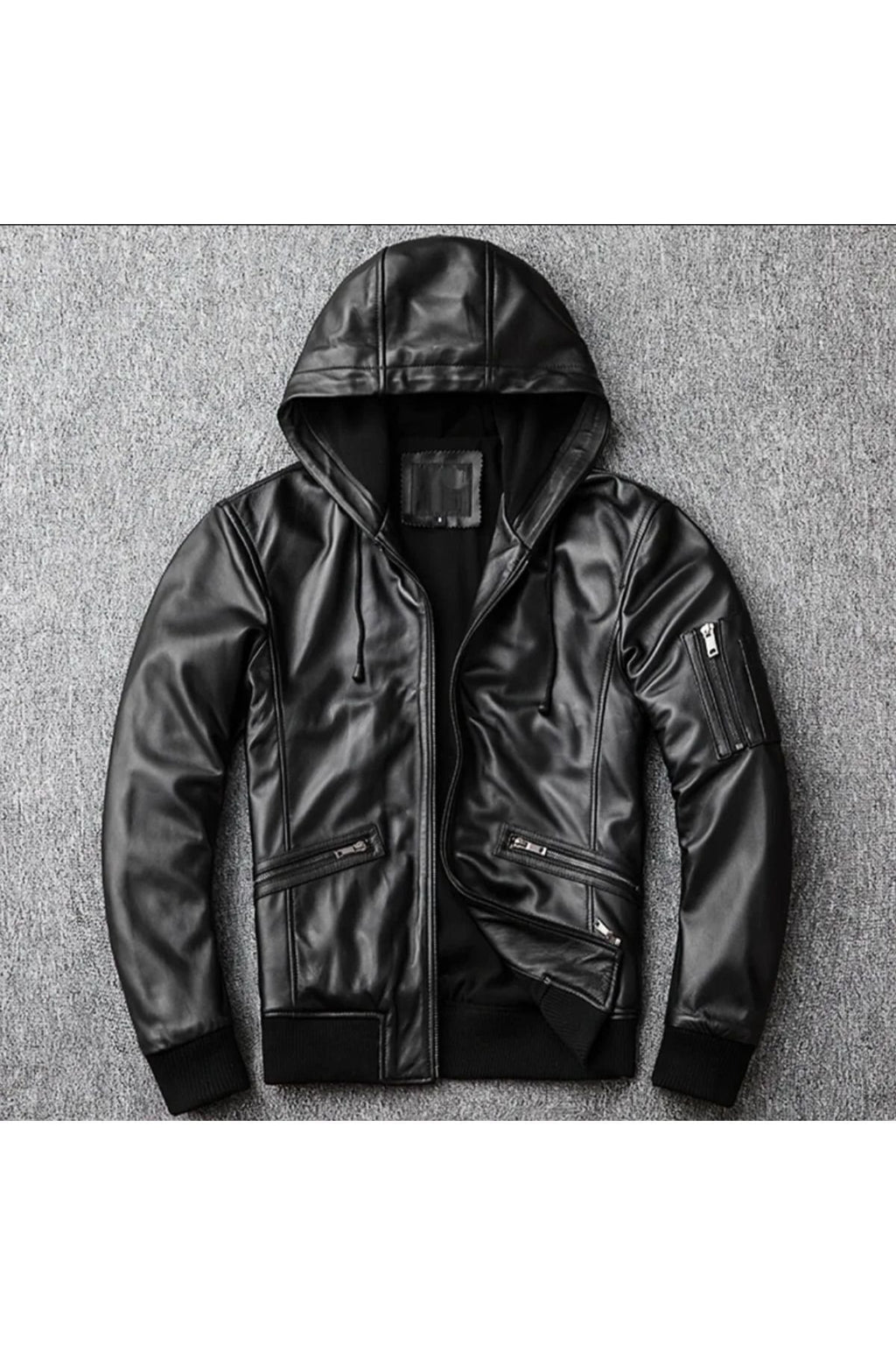 Kapüşonlu kuzu derisi mont