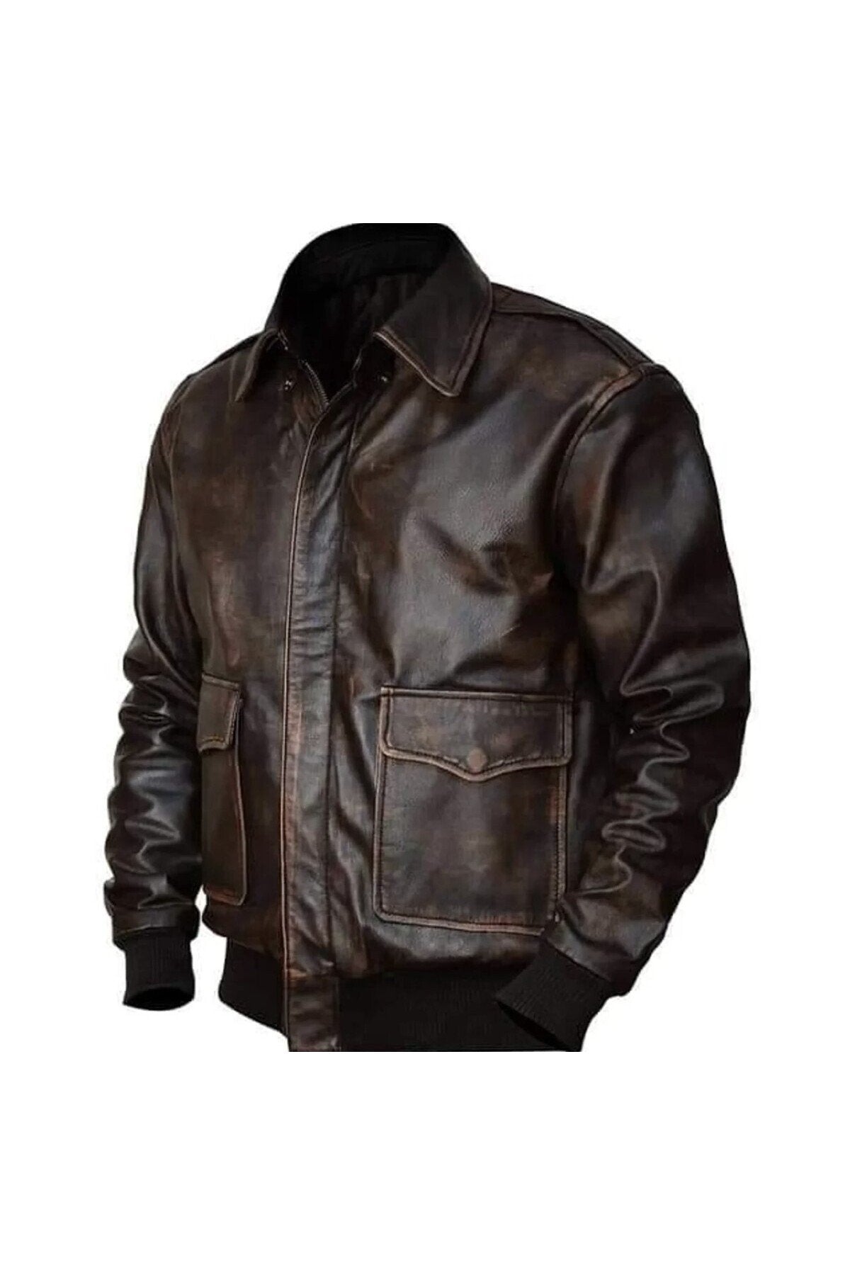 Prof Model Eskitme Gömlek Yaka Pilot Mont Hakiki Koyun Derisi Kahverengi