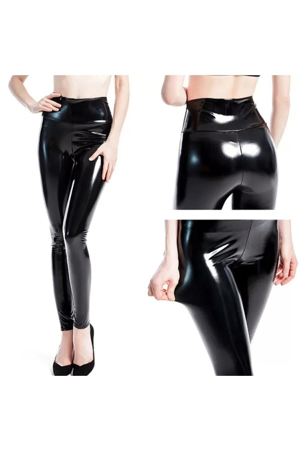 Rugan Tayt Yüksek Bel Parlak Siyah