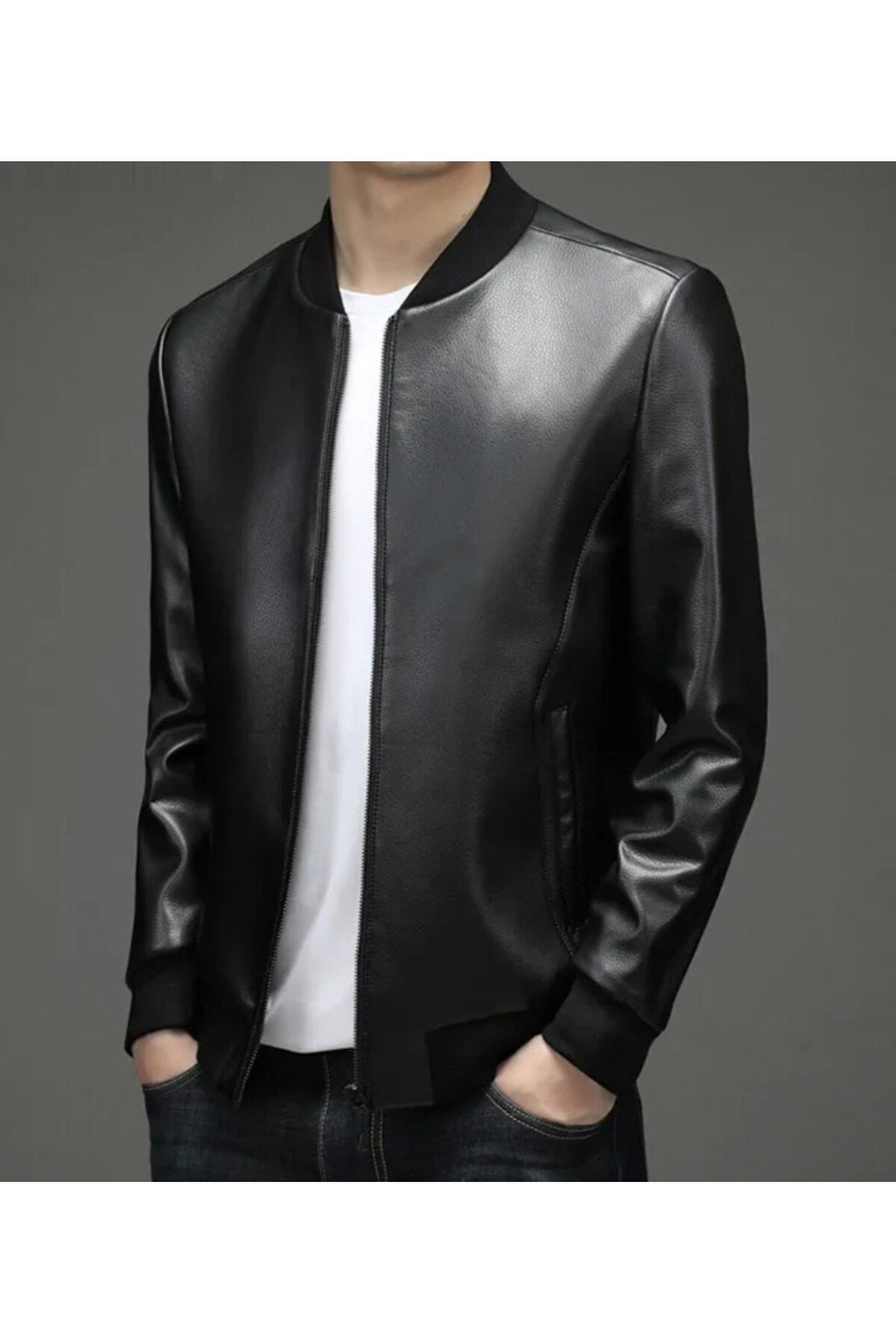 Spor hakiki deri ribanalı ceket