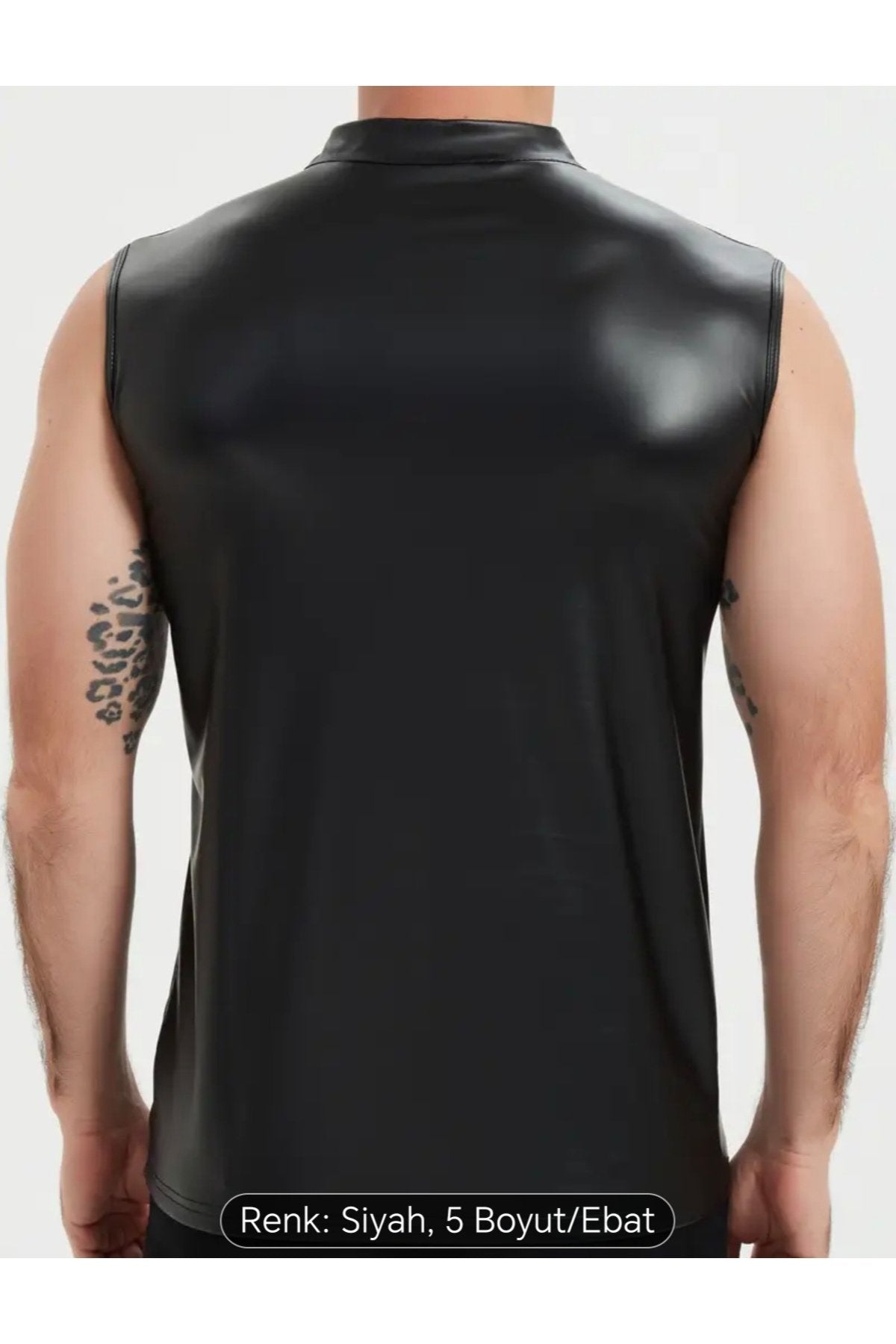 Pu Deri Erkek Yelek Fermuar Kapamalı Dik Yaka