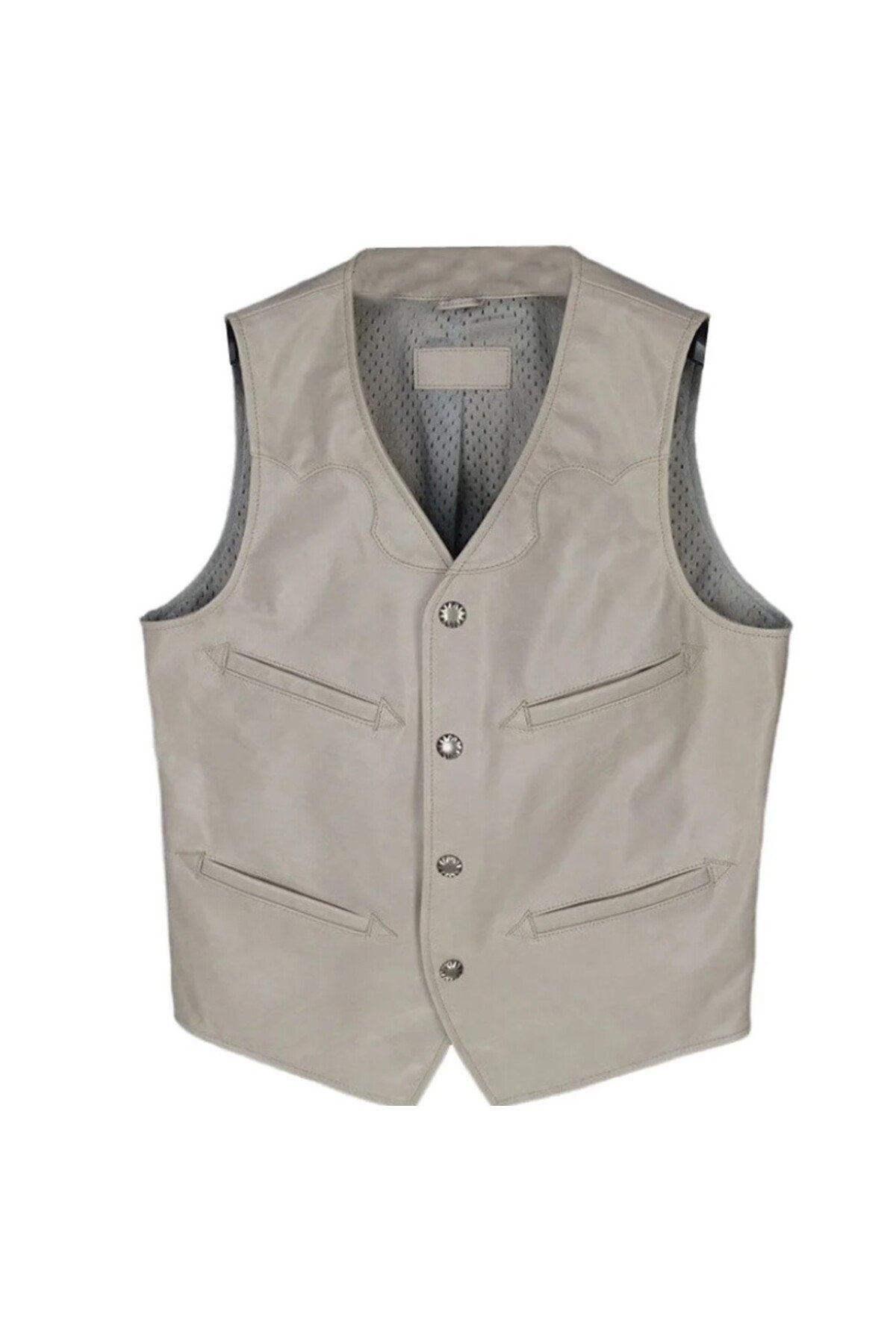 Vashion Hakiki deri gri yelek