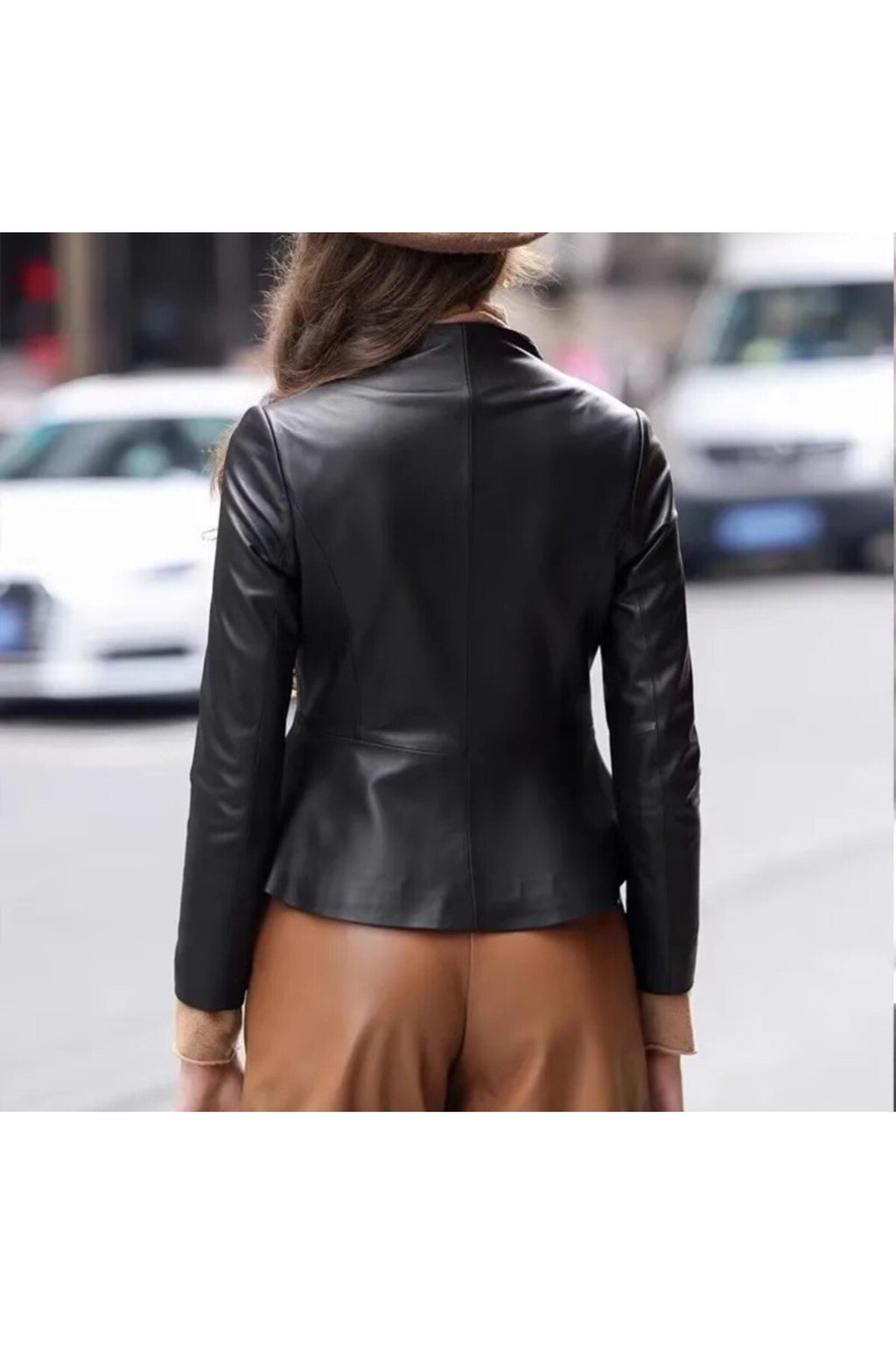 Kadın hakiki deri slim fit ceket