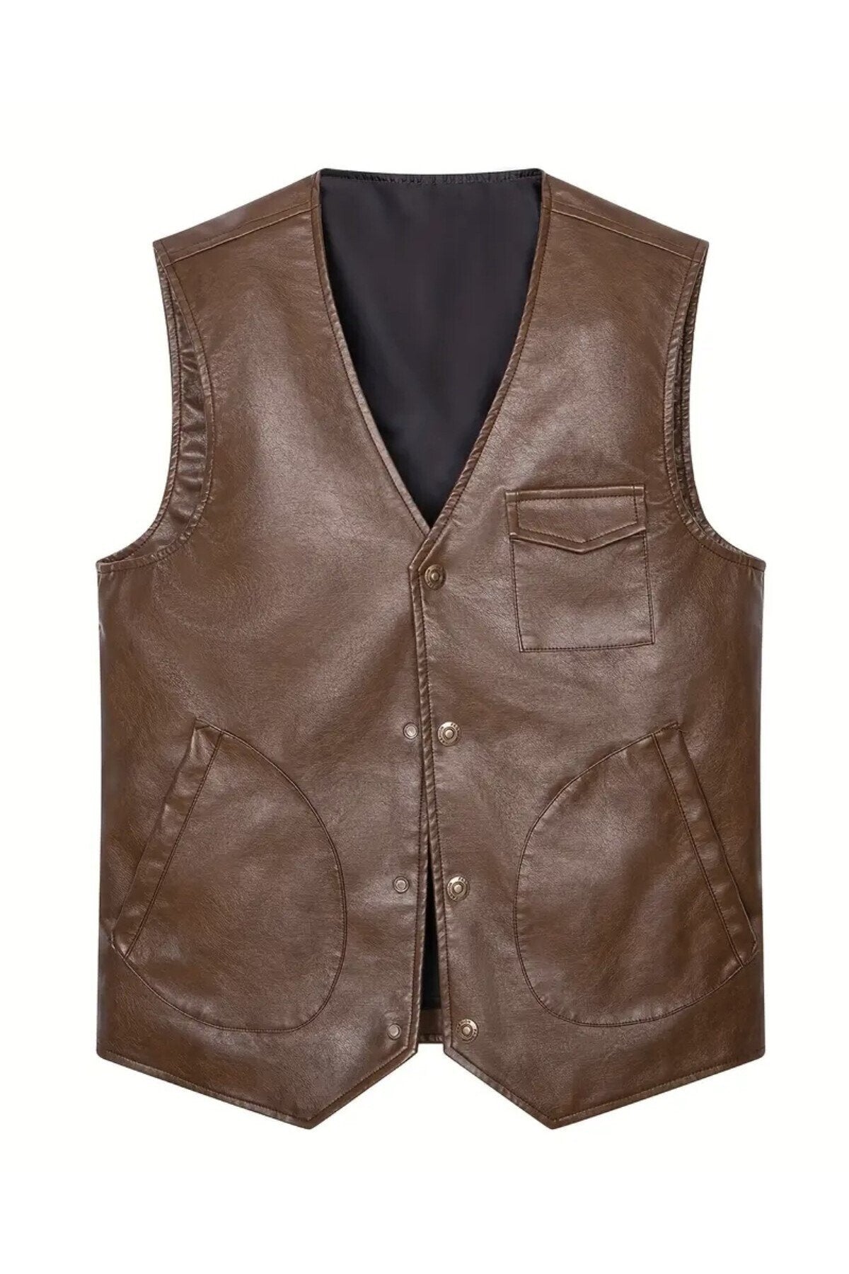 Zik Çıt Çıt Kapamalı Hakiki Deri Yelek