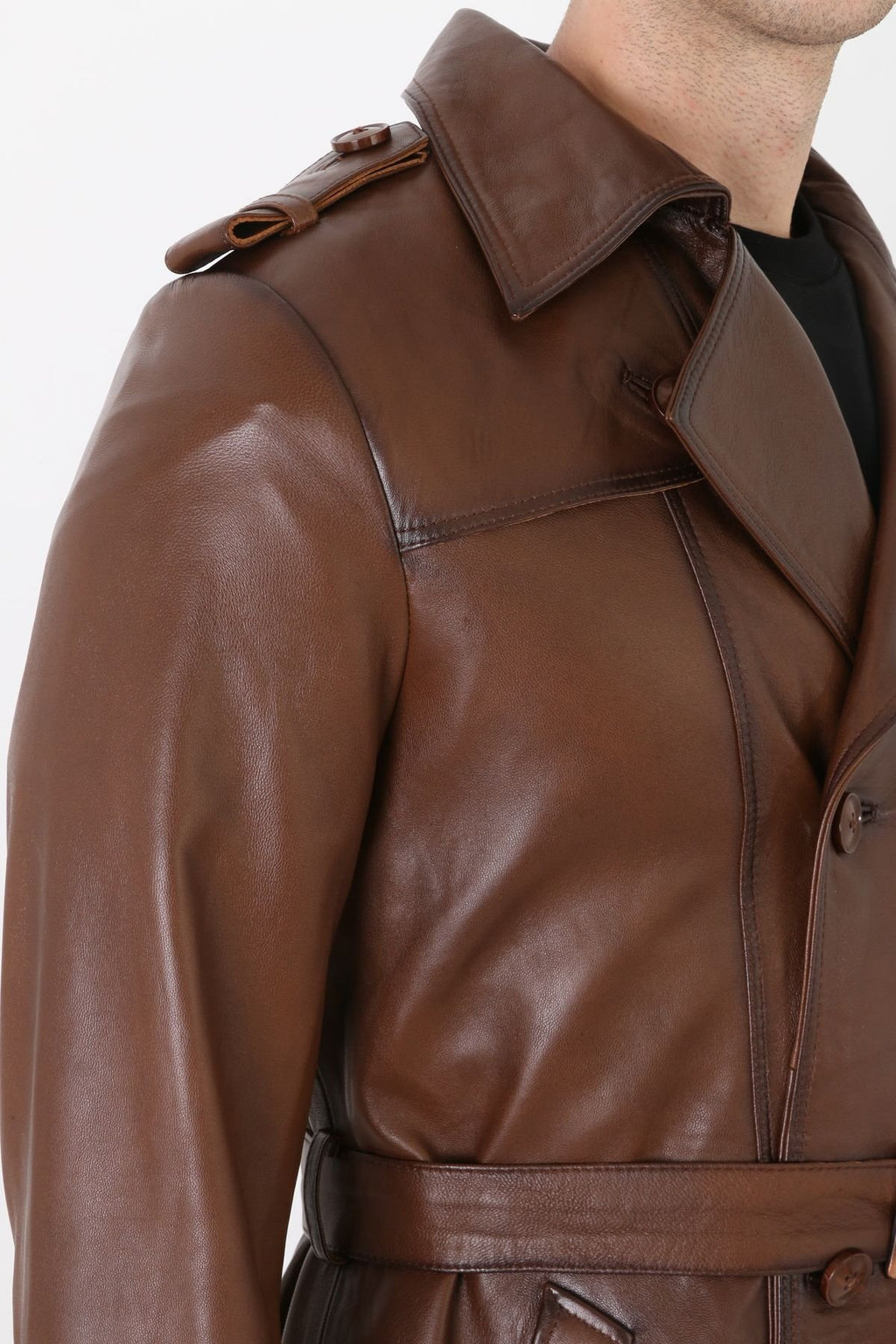 Hakiki Kuzu Deri Erkek Pardesü Kahve Renk