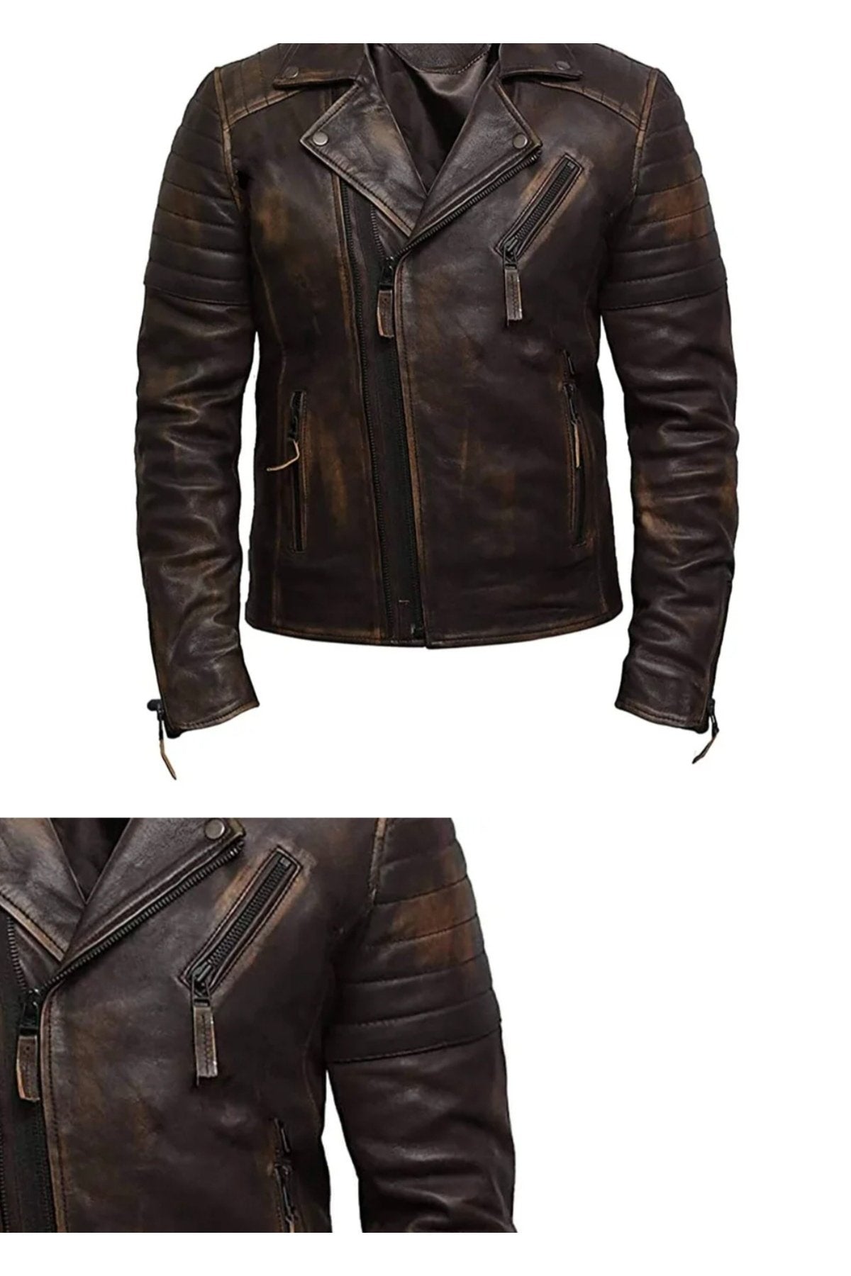 Eskitme Silme Hakiki Koyun Derisi Ceket Tarzı Mont