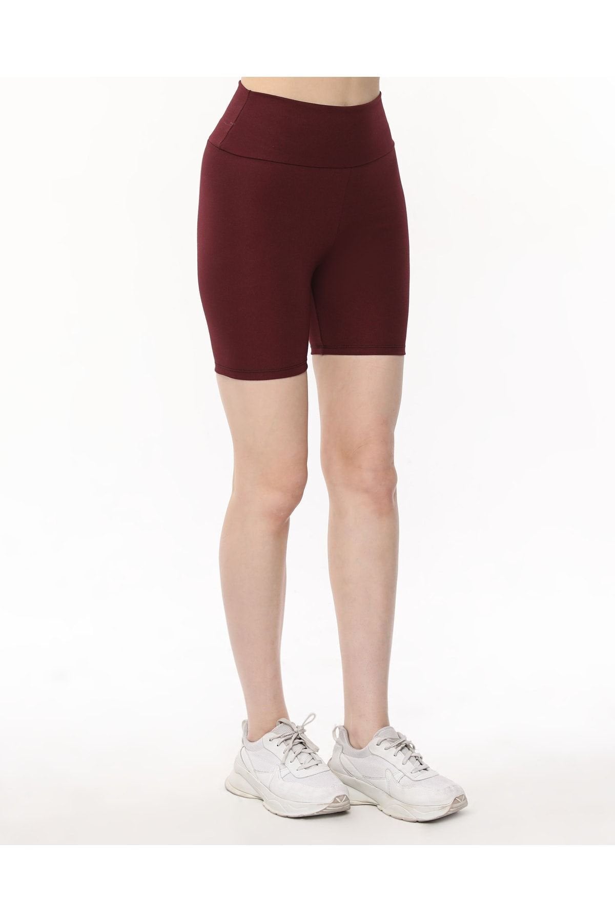Interlok Streç Tayt Şort Yüksel Bel