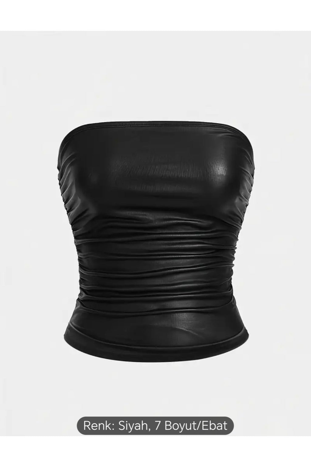 Straplez Büstiyer Pu Deri Siyah Renk