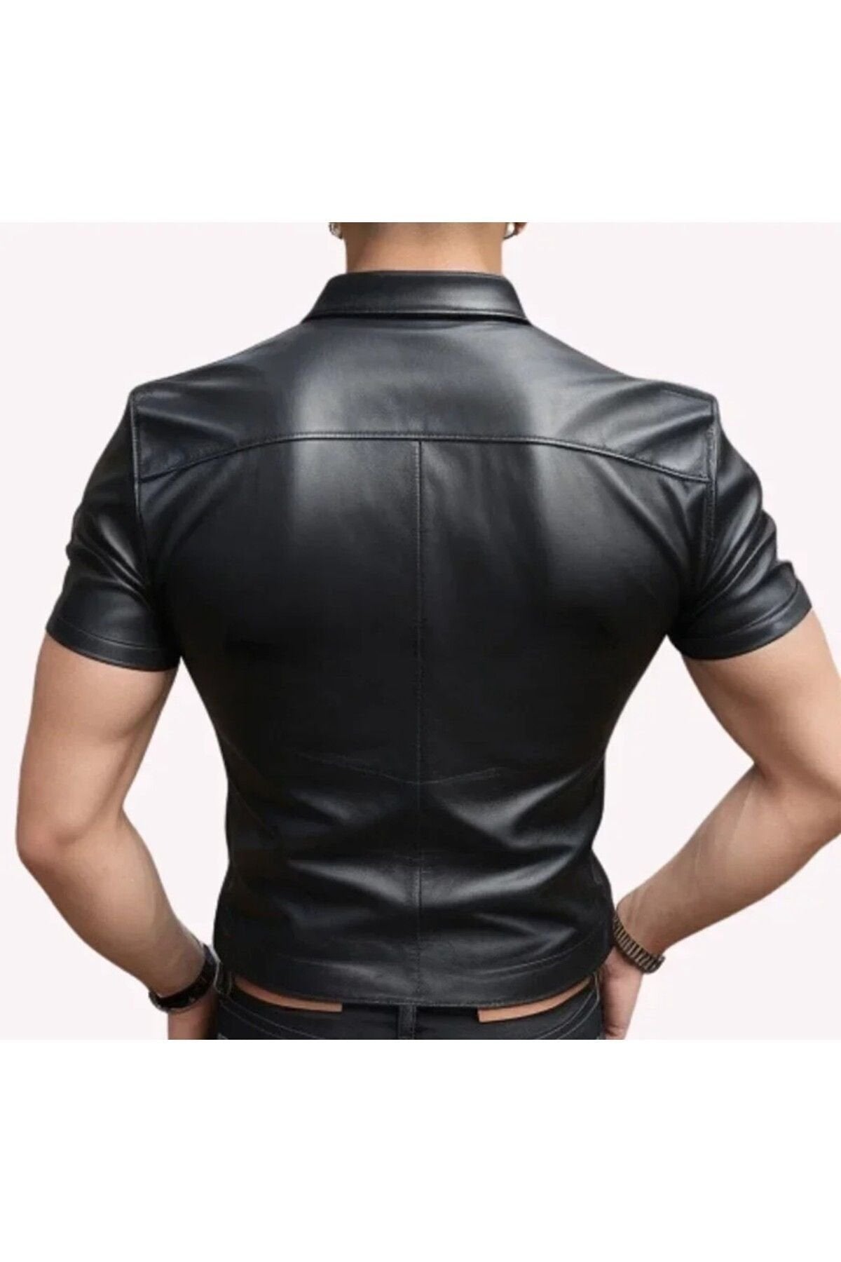 Deri gömlek erkek kısa kollu