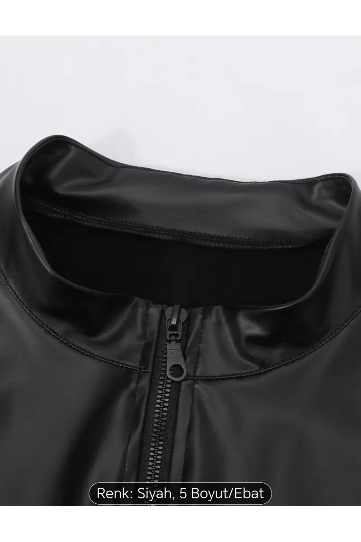 Pu Deri Erkek Yelek Fermuar Kapamalı Dik Yaka